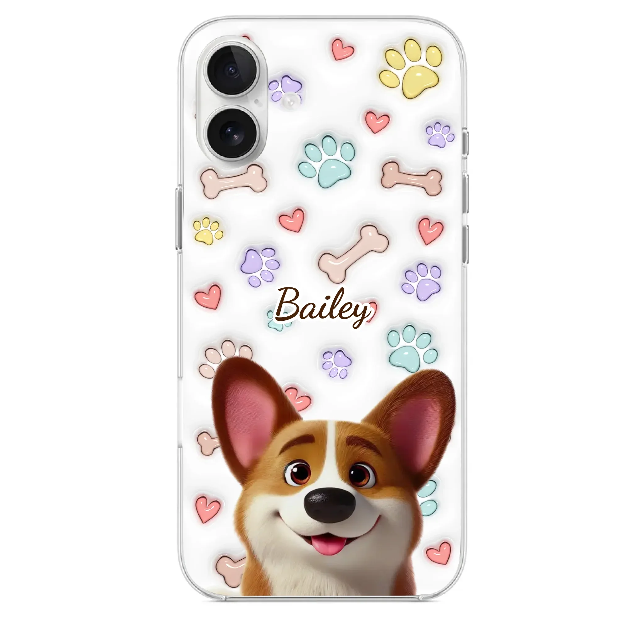 Four Paws, One Heart - Dog Personalized Custom 3D Inflated Effect Printed Clear Phone Case - Gift For Pet Owners, Pet Lovers - Image 29