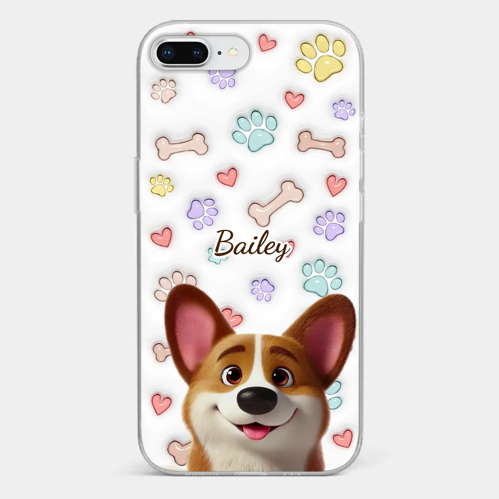 Four Paws, One Heart - Dog Personalized Custom 3D Inflated Effect Printed Clear Phone Case - Gift For Pet Owners, Pet Lovers - Image 3