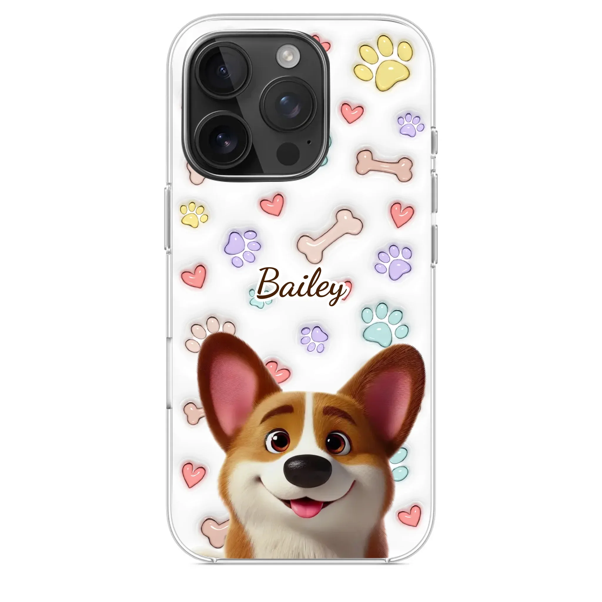 Four Paws, One Heart - Dog Personalized Custom 3D Inflated Effect Printed Clear Phone Case - Gift For Pet Owners, Pet Lovers - Image 30