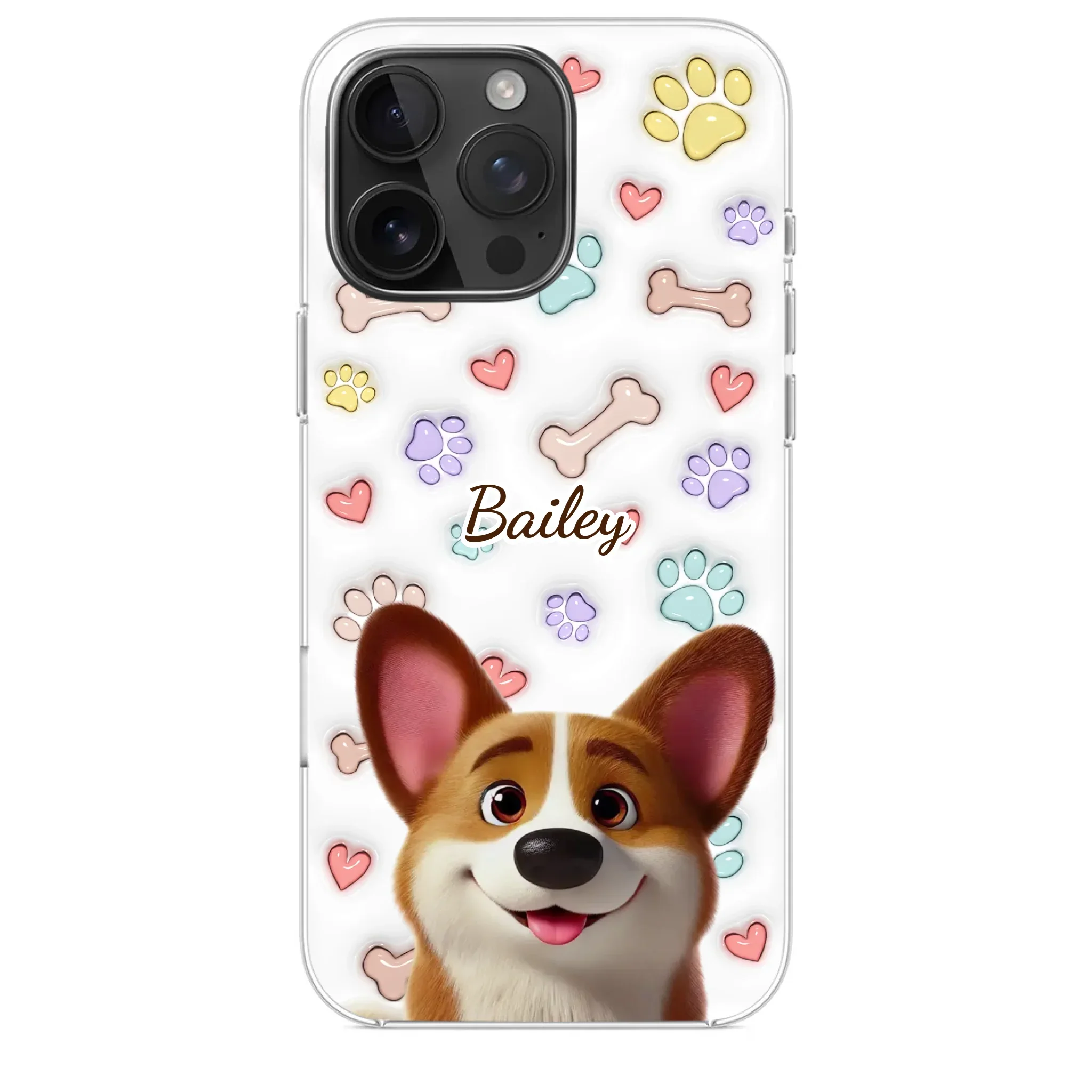 Four Paws, One Heart - Dog Personalized Custom 3D Inflated Effect Printed Clear Phone Case - Gift For Pet Owners, Pet Lovers - Image 31