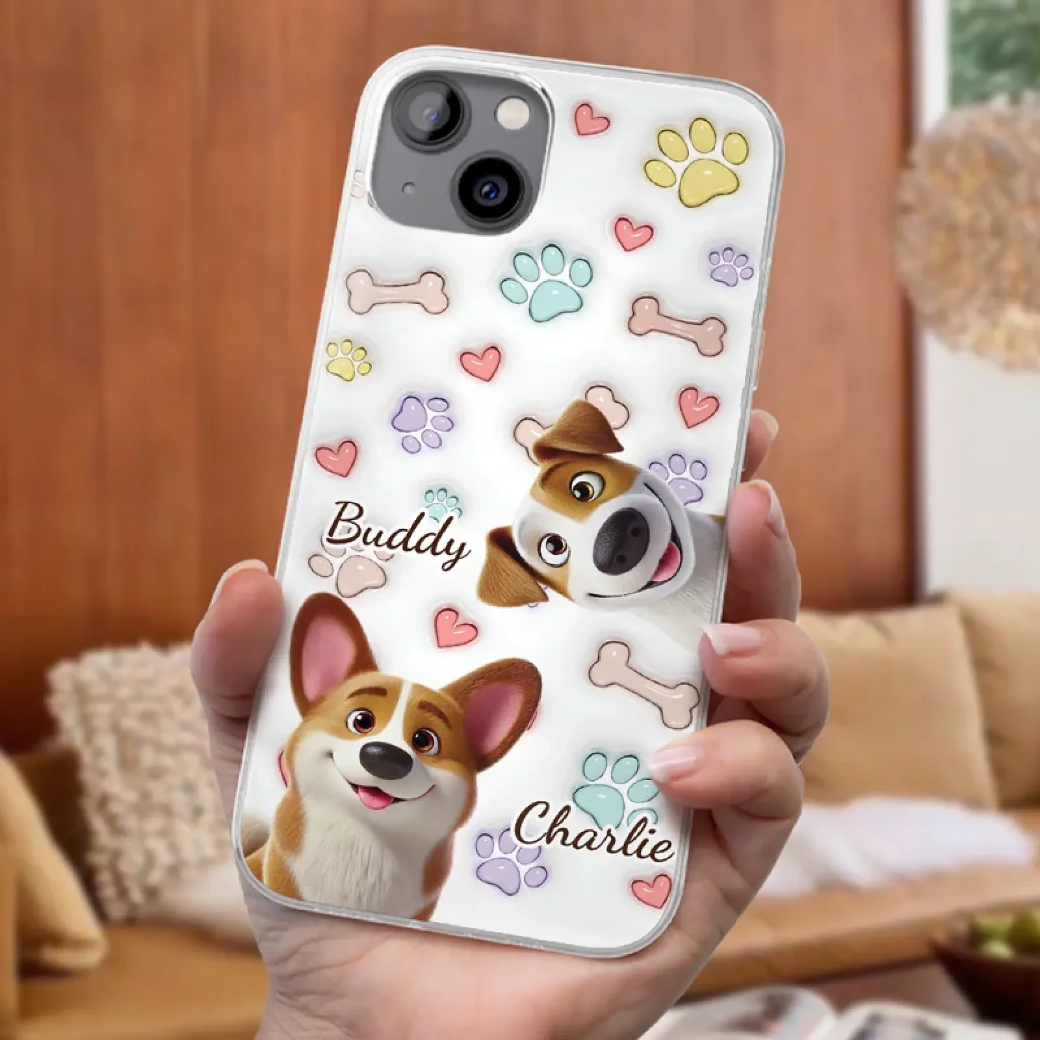 Four Paws, One Heart - Dog Personalized Custom 3D Inflated Effect Printed Clear Phone Case - Gift For Pet Owners, Pet Lovers - Image 32