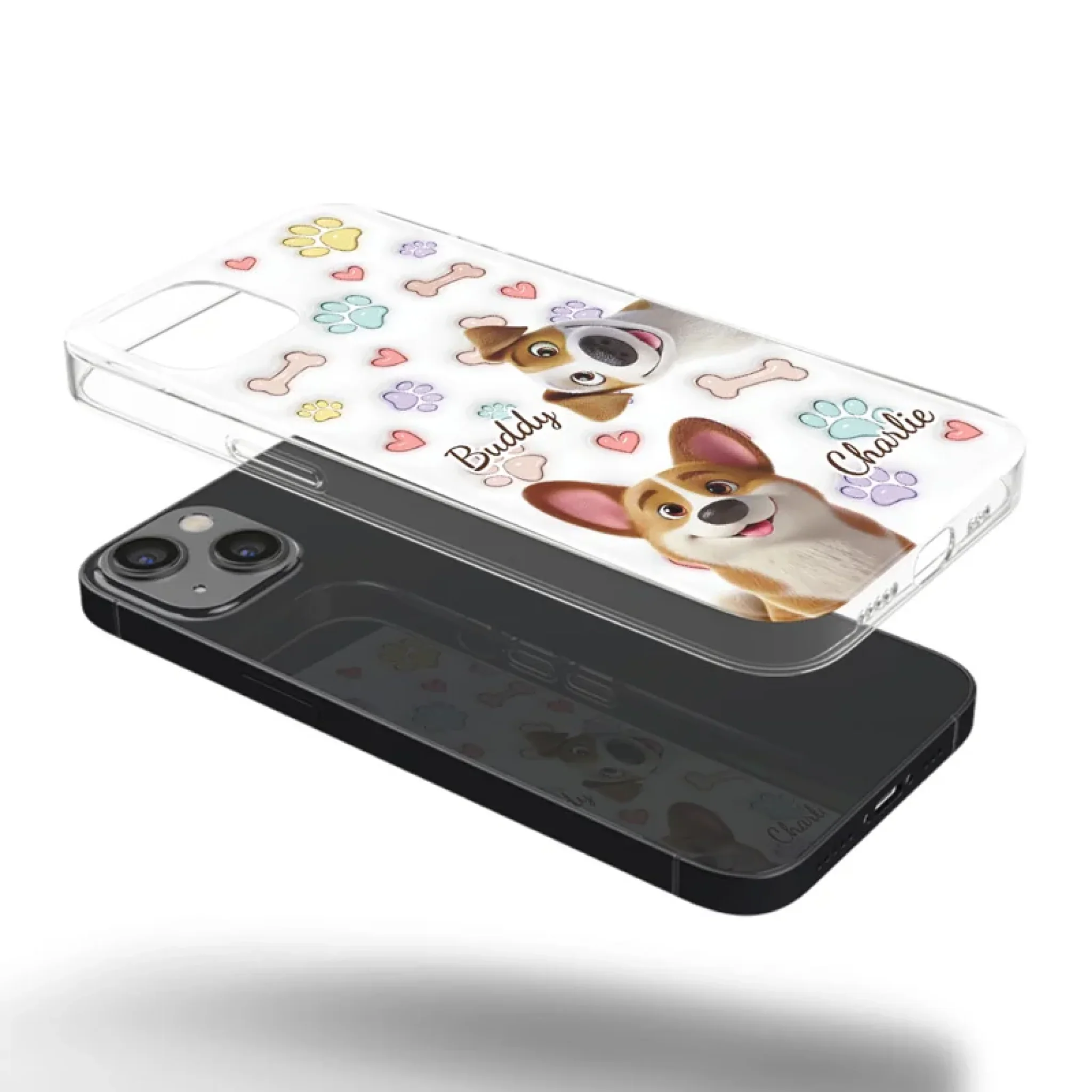 Four Paws, One Heart - Dog Personalized Custom 3D Inflated Effect Printed Clear Phone Case - Gift For Pet Owners, Pet Lovers - Image 33