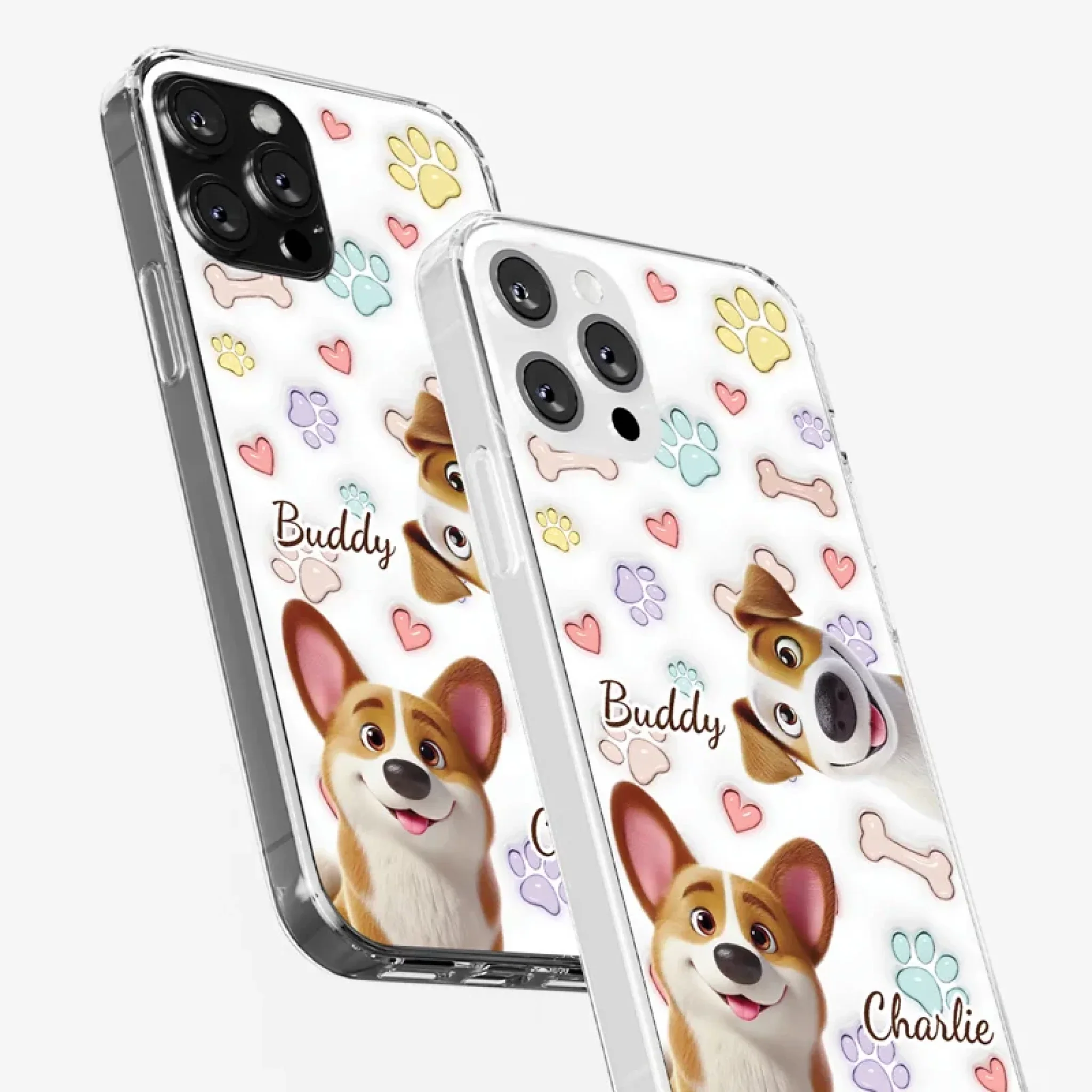 Four Paws, One Heart - Dog Personalized Custom 3D Inflated Effect Printed Clear Phone Case - Gift For Pet Owners, Pet Lovers - Image 34