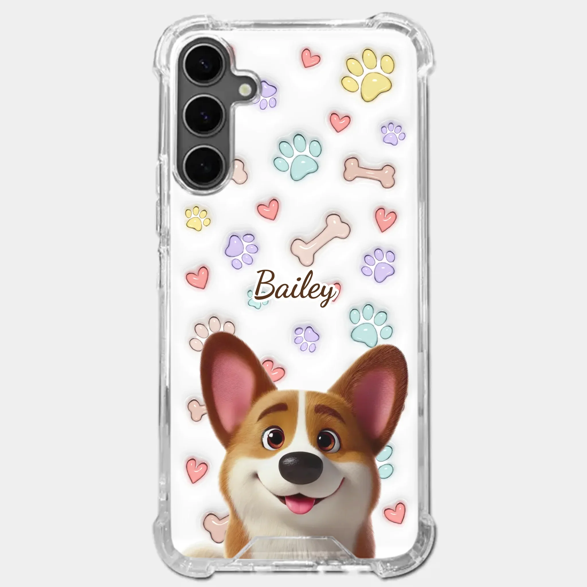 Four Paws, One Heart - Dog Personalized Custom 3D Inflated Effect Printed Clear Phone Case - Gift For Pet Owners, Pet Lovers - Image 35