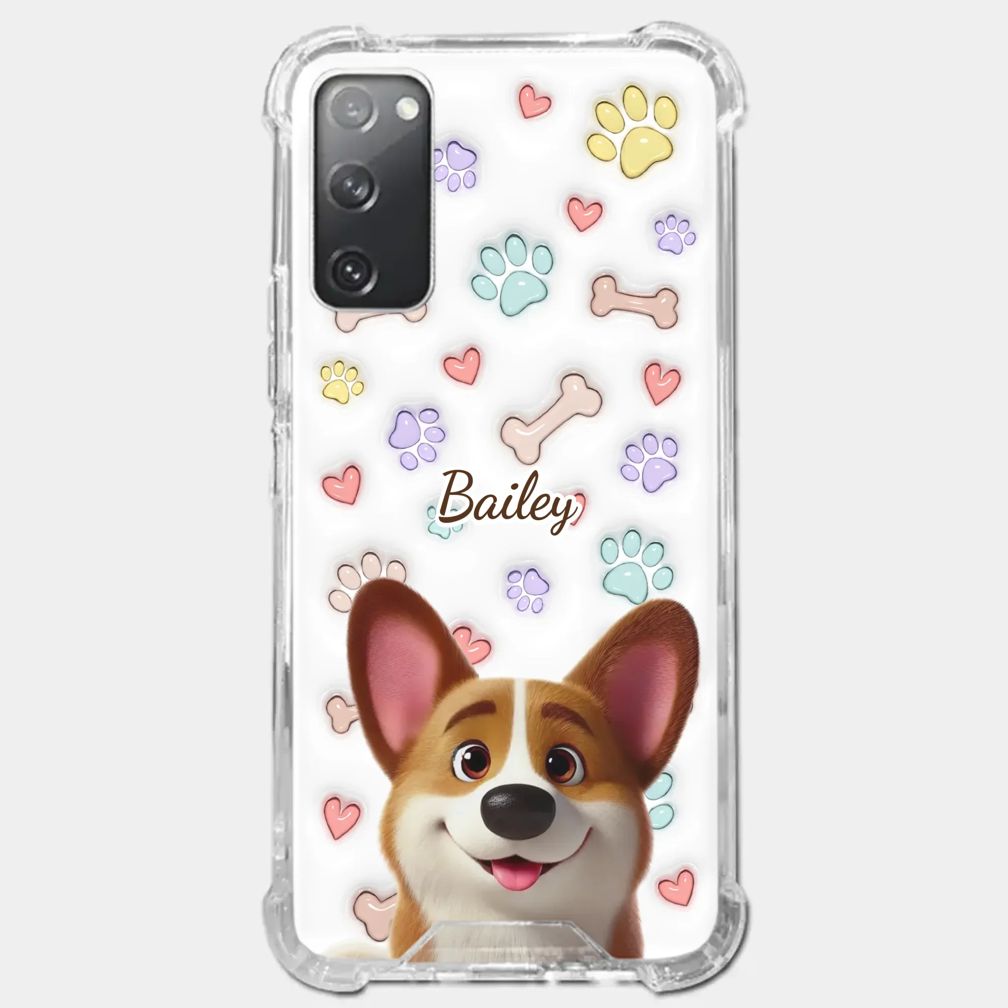 Four Paws, One Heart - Dog Personalized Custom 3D Inflated Effect Printed Clear Phone Case - Gift For Pet Owners, Pet Lovers - Image 37