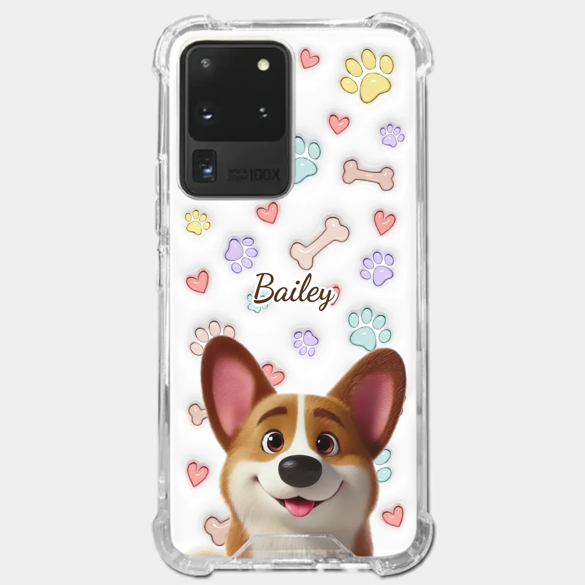 Four Paws, One Heart - Dog Personalized Custom 3D Inflated Effect Printed Clear Phone Case - Gift For Pet Owners, Pet Lovers - Image 38