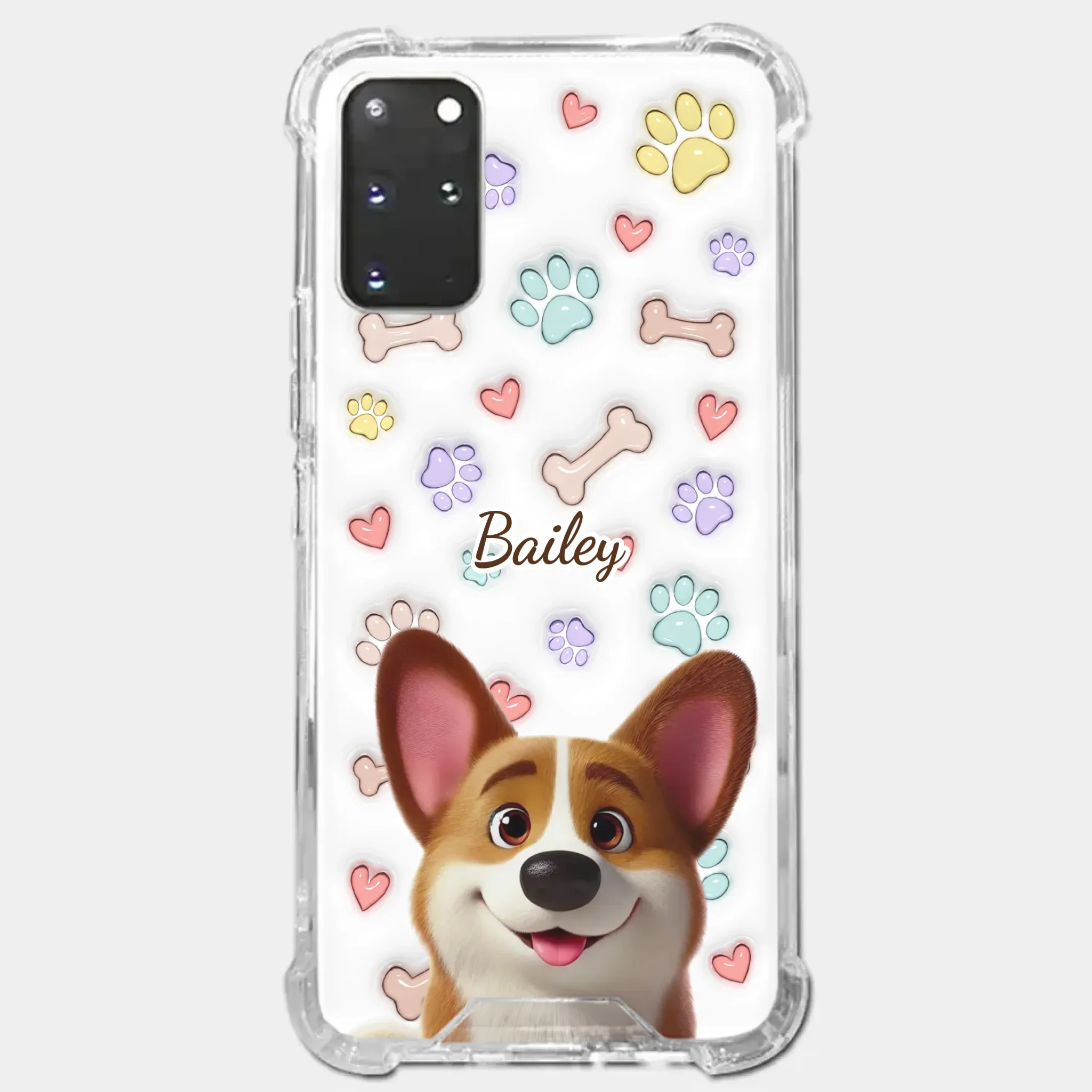 Four Paws, One Heart - Dog Personalized Custom 3D Inflated Effect Printed Clear Phone Case - Gift For Pet Owners, Pet Lovers - Image 39
