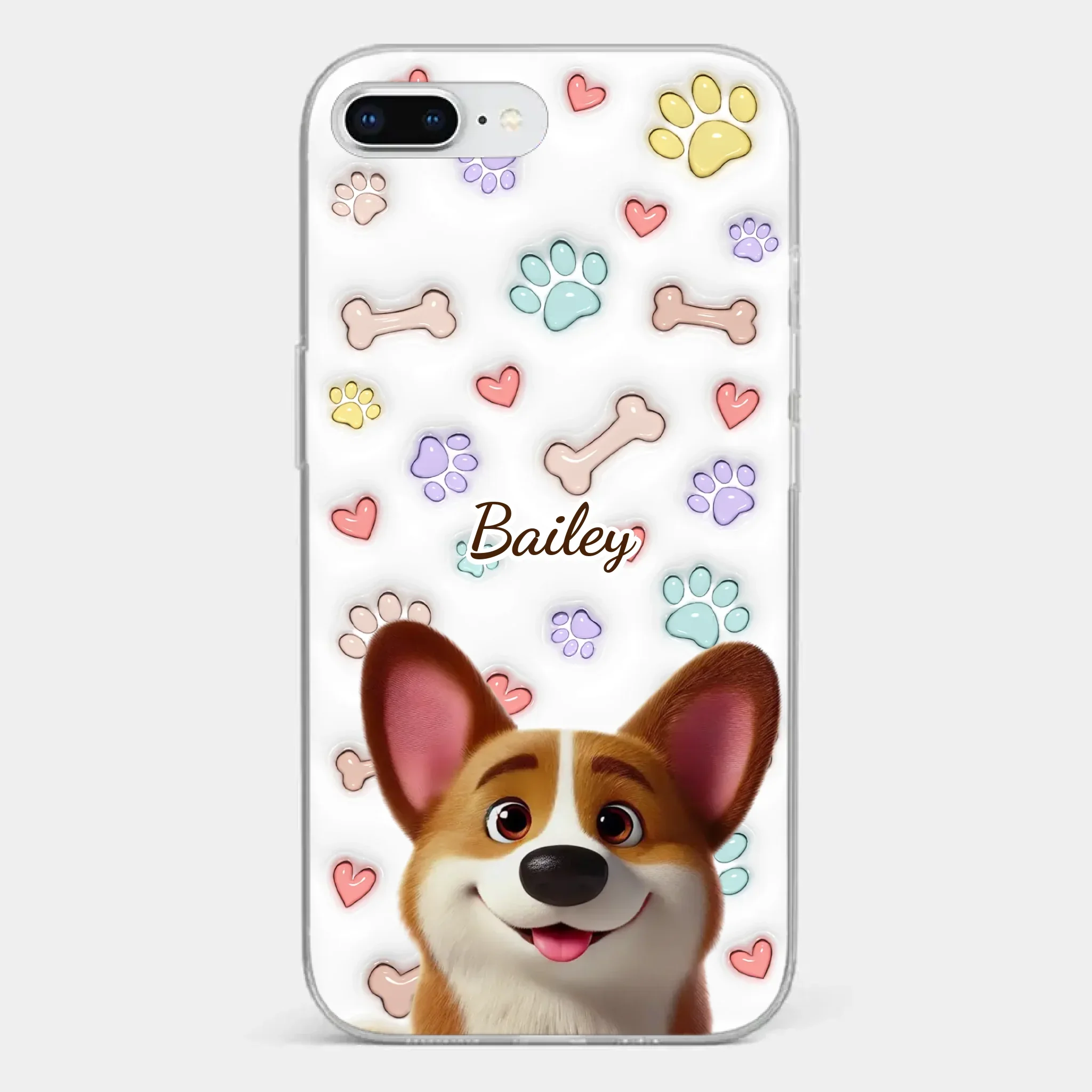 Four Paws, One Heart - Dog Personalized Custom 3D Inflated Effect Printed Clear Phone Case - Gift For Pet Owners, Pet Lovers - Image 4