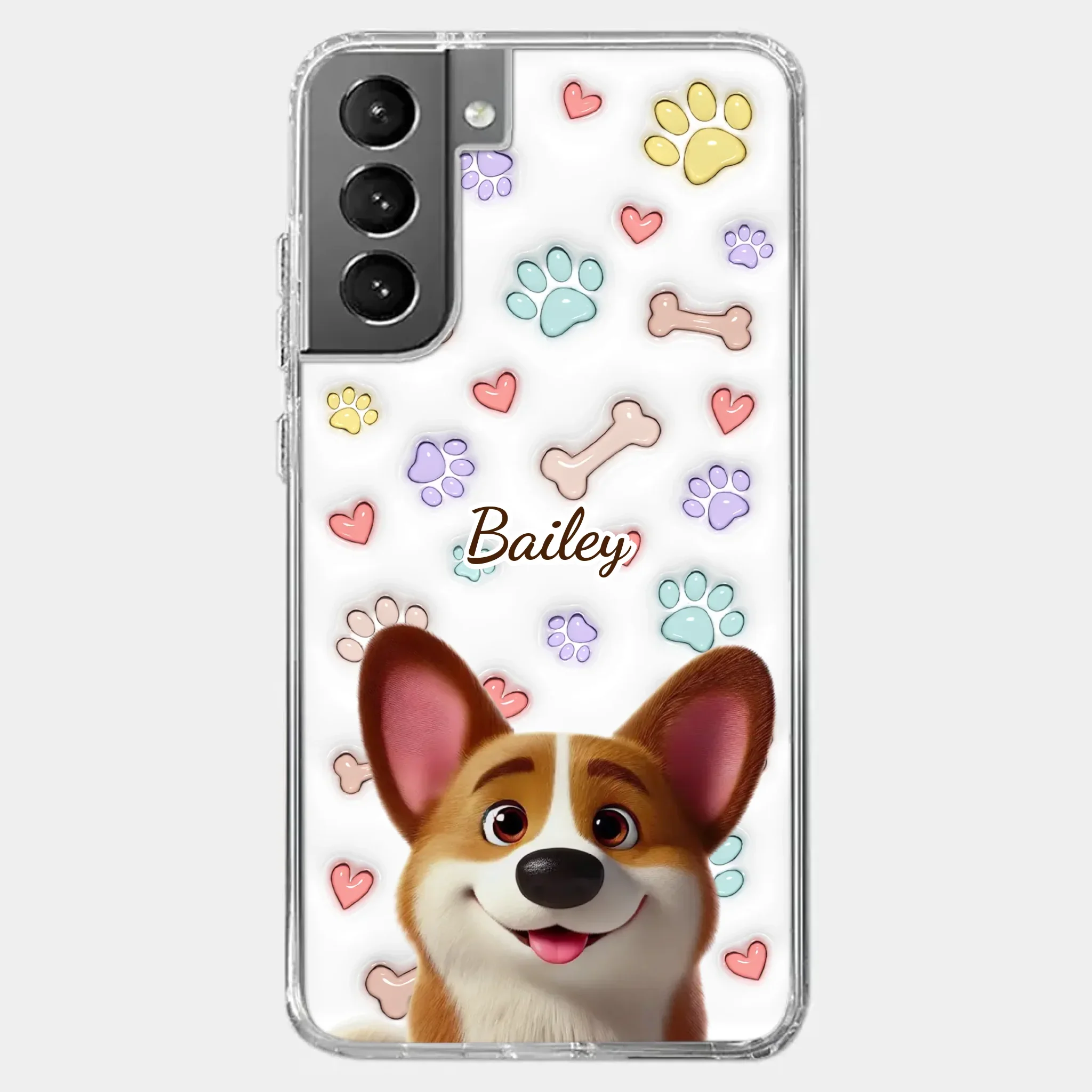 Four Paws, One Heart - Dog Personalized Custom 3D Inflated Effect Printed Clear Phone Case - Gift For Pet Owners, Pet Lovers - Image 40