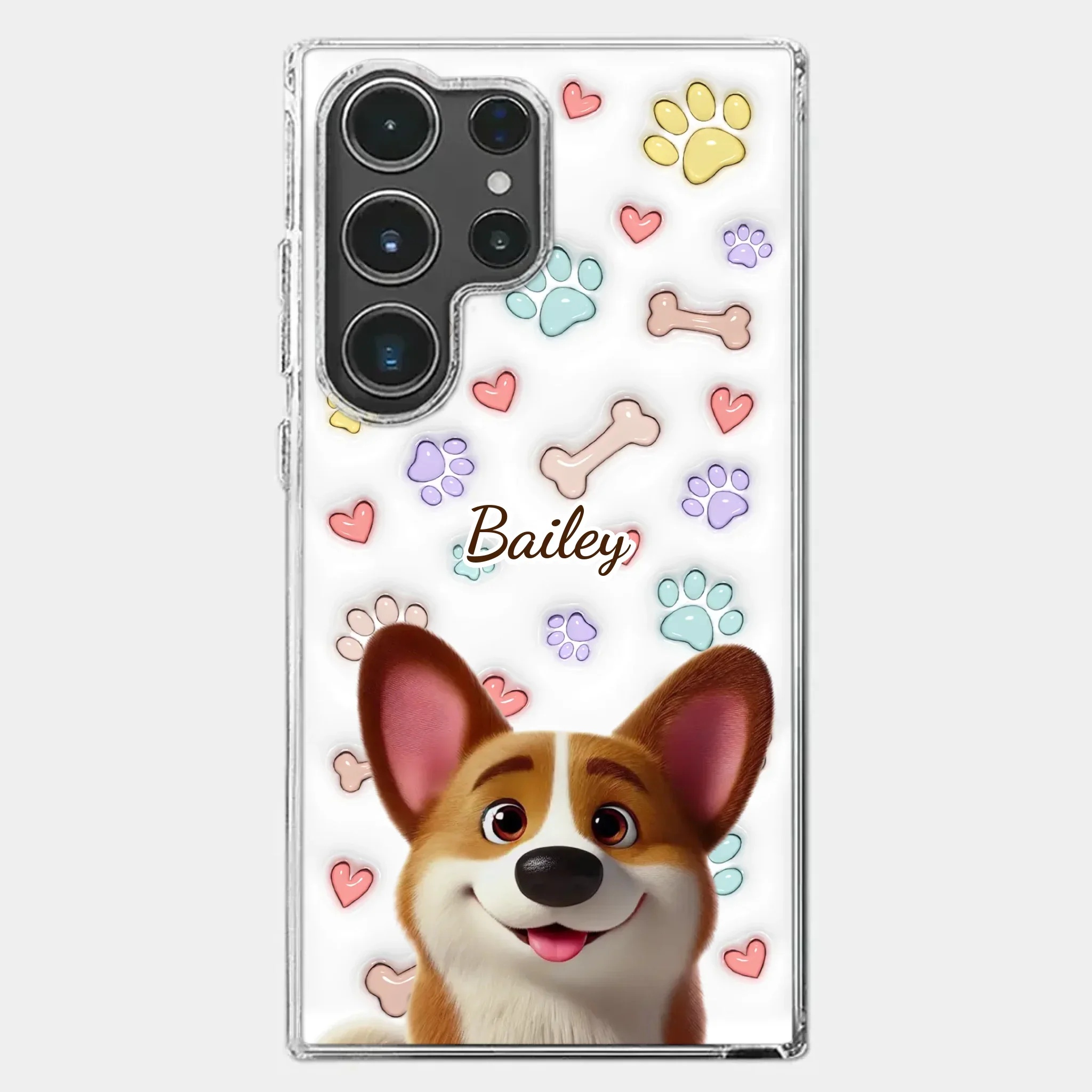 Four Paws, One Heart - Dog Personalized Custom 3D Inflated Effect Printed Clear Phone Case - Gift For Pet Owners, Pet Lovers - Image 41