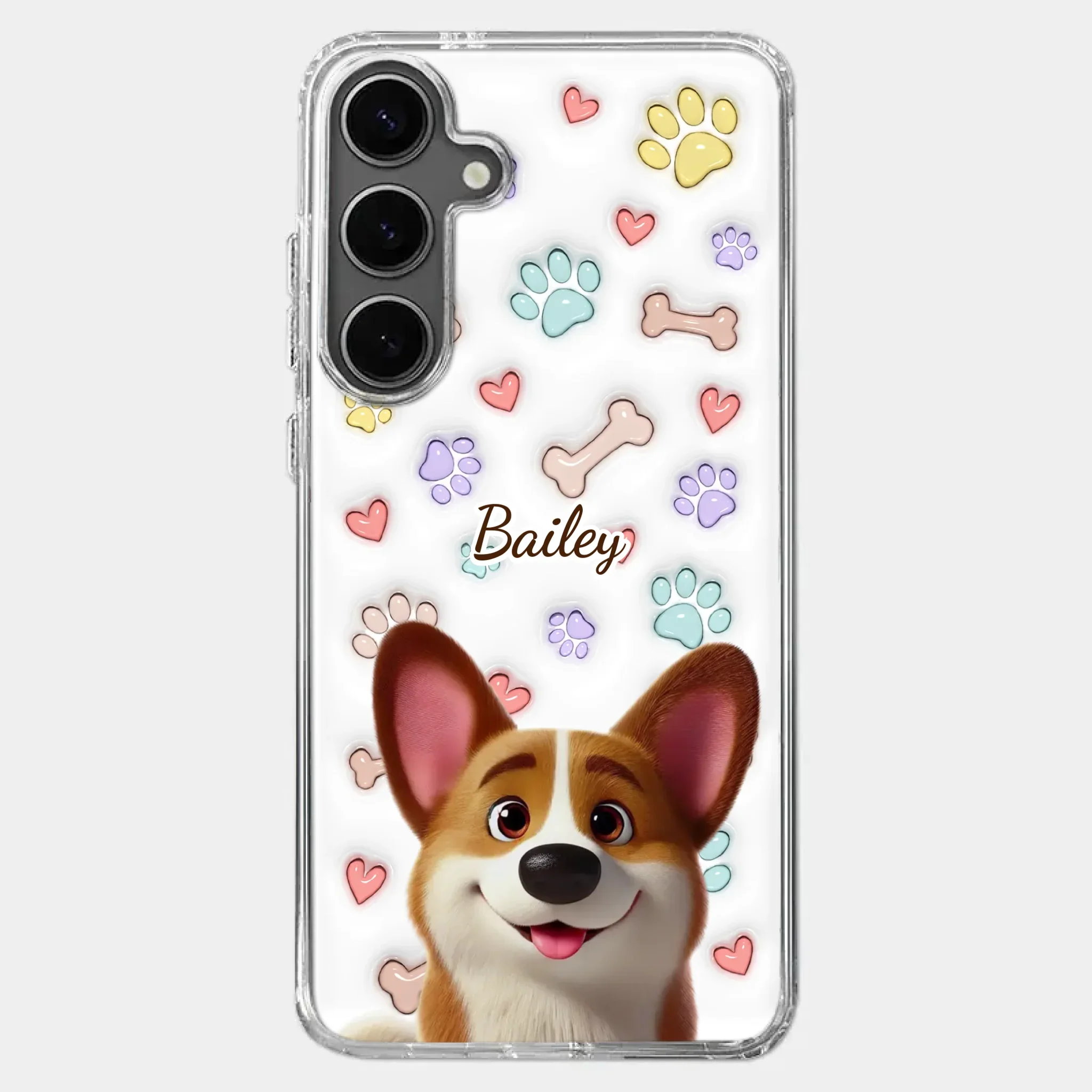 Four Paws, One Heart - Dog Personalized Custom 3D Inflated Effect Printed Clear Phone Case - Gift For Pet Owners, Pet Lovers - Image 42