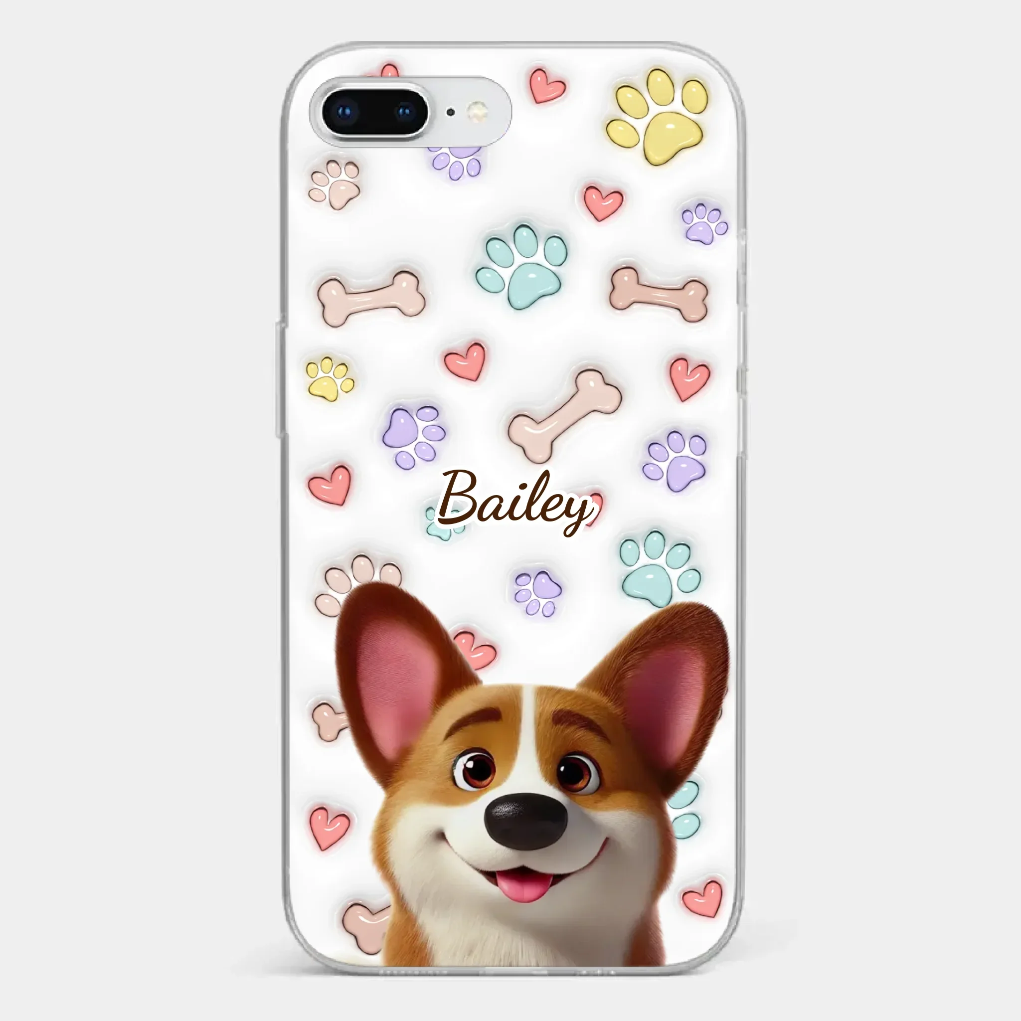 Four Paws, One Heart - Dog Personalized Custom 3D Inflated Effect Printed Clear Phone Case - Gift For Pet Owners, Pet Lovers - Image 5