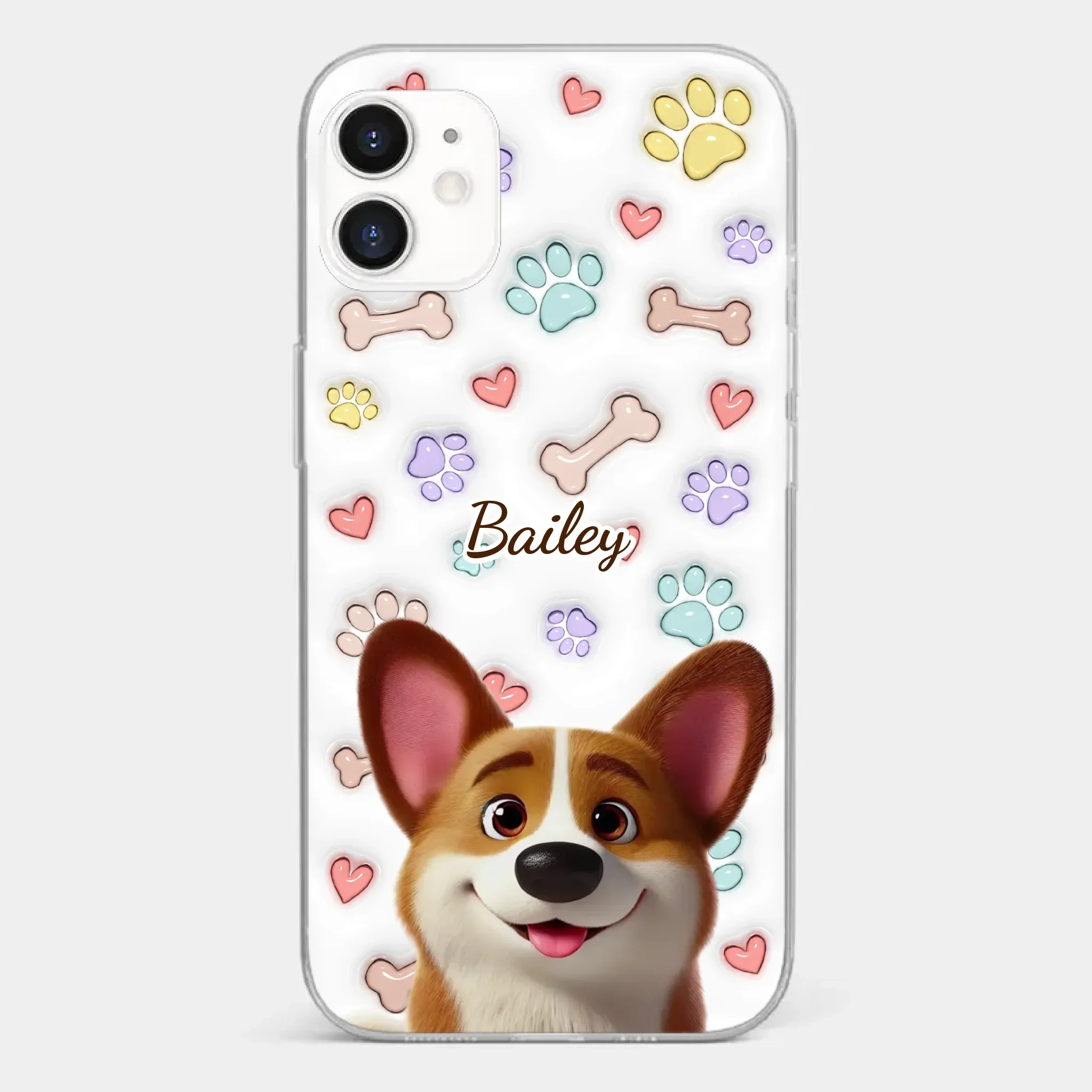 Four Paws, One Heart - Dog Personalized Custom 3D Inflated Effect Printed Clear Phone Case - Gift For Pet Owners, Pet Lovers - Image 6