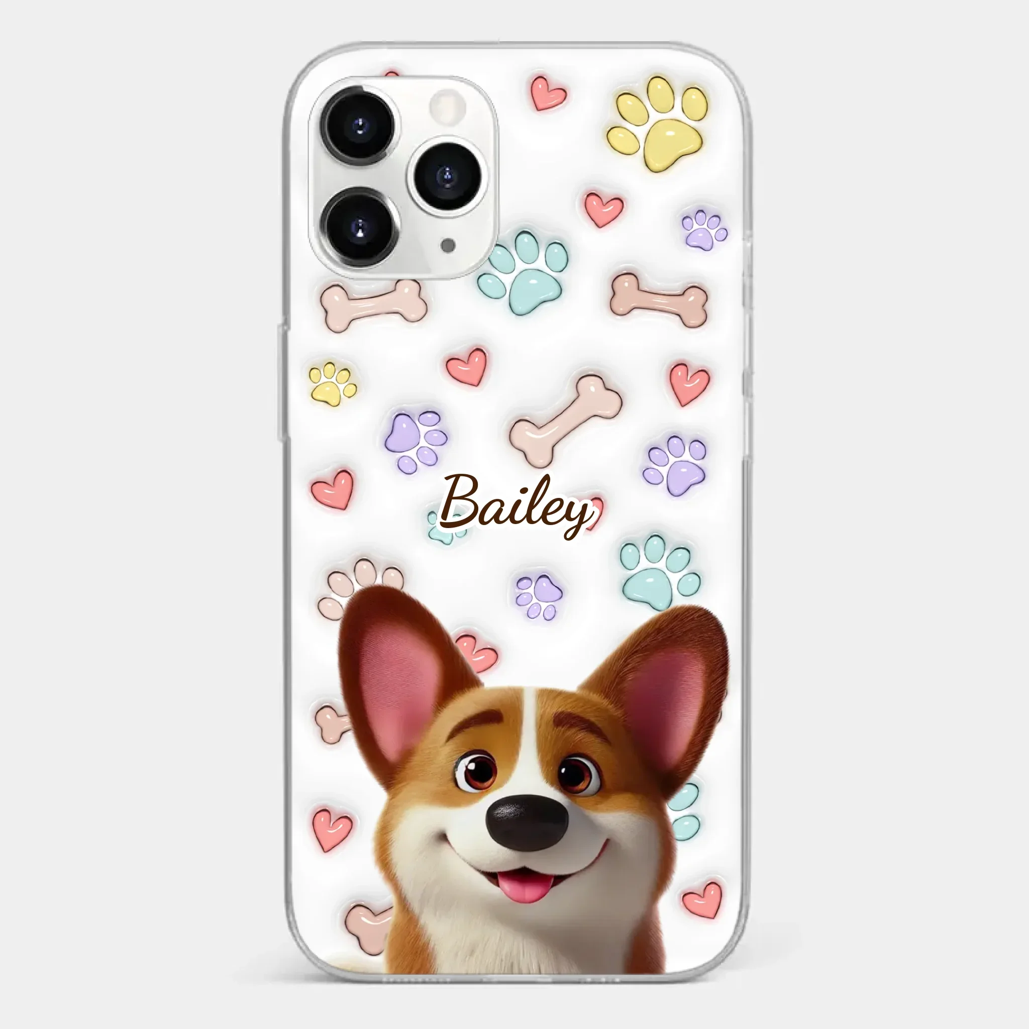 Four Paws, One Heart - Dog Personalized Custom 3D Inflated Effect Printed Clear Phone Case - Gift For Pet Owners, Pet Lovers - Image 7