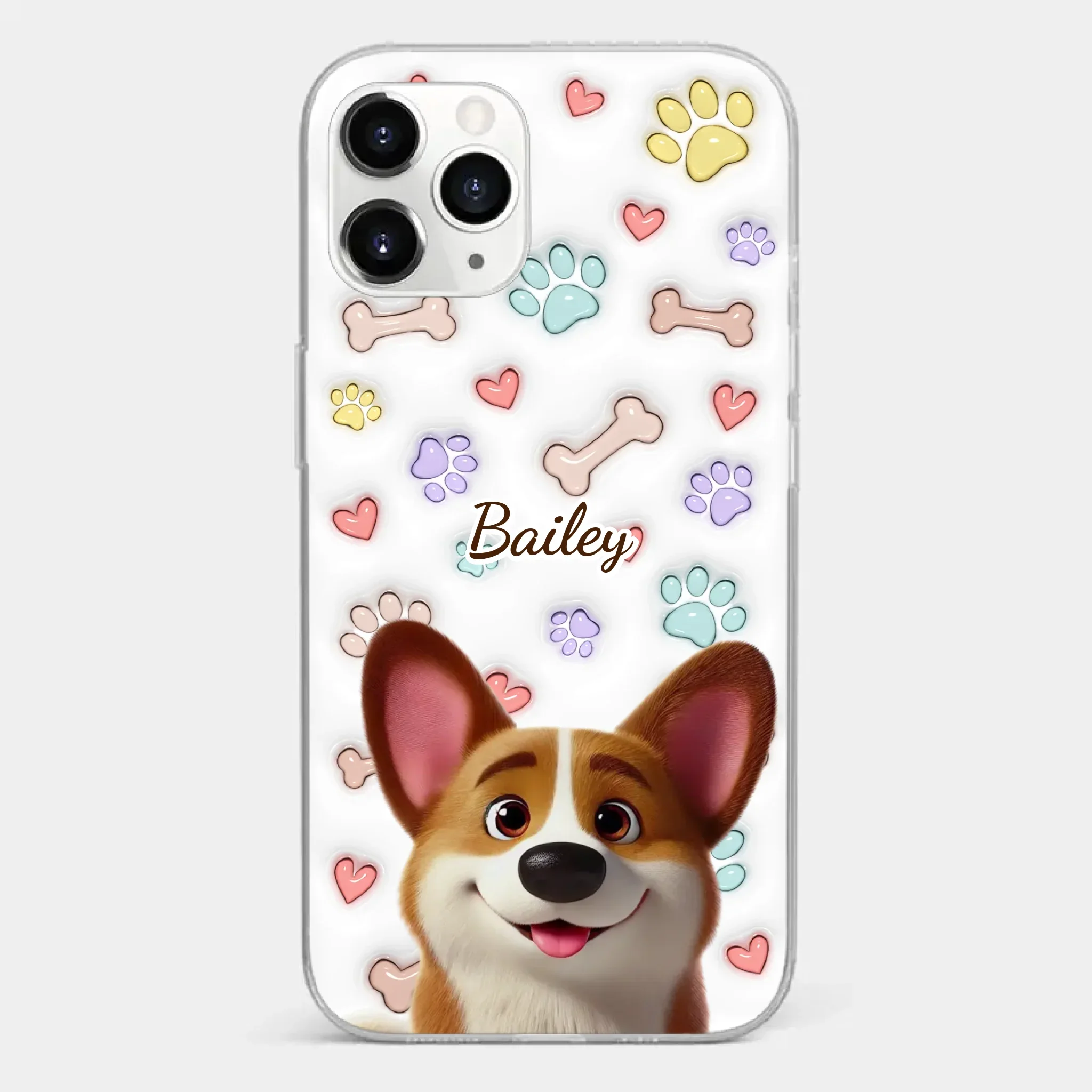 Four Paws, One Heart - Dog Personalized Custom 3D Inflated Effect Printed Clear Phone Case - Gift For Pet Owners, Pet Lovers - Image 8