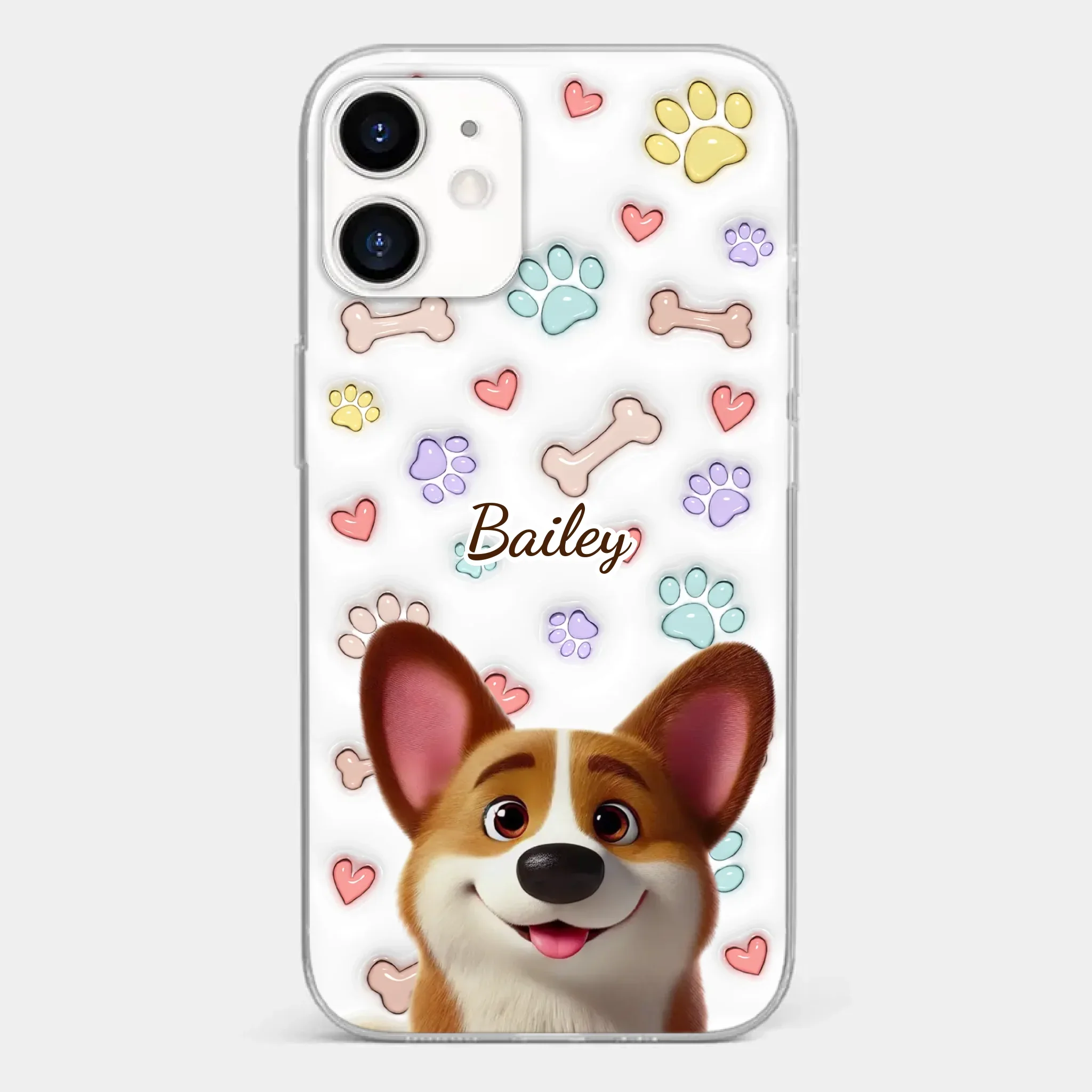 Four Paws, One Heart - Dog Personalized Custom 3D Inflated Effect Printed Clear Phone Case - Gift For Pet Owners, Pet Lovers - Image 9