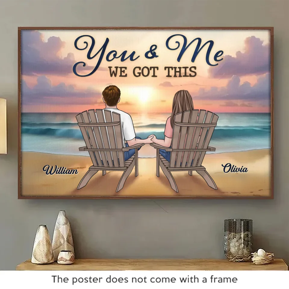 Four Paws, Two Hearts, One Family - Dog & Cat Personalized Custom Horizontal Poster - Christmas Gift For Couples, Pet Owners, Pet Lovers - Image 2