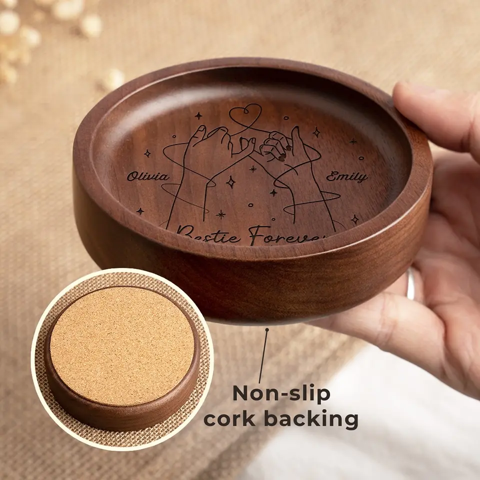 Friend Forever - Bestie Personalized Custom Wooden Jewelry Dish - Gift For Best Friends, BFF, Sisters - Image 4