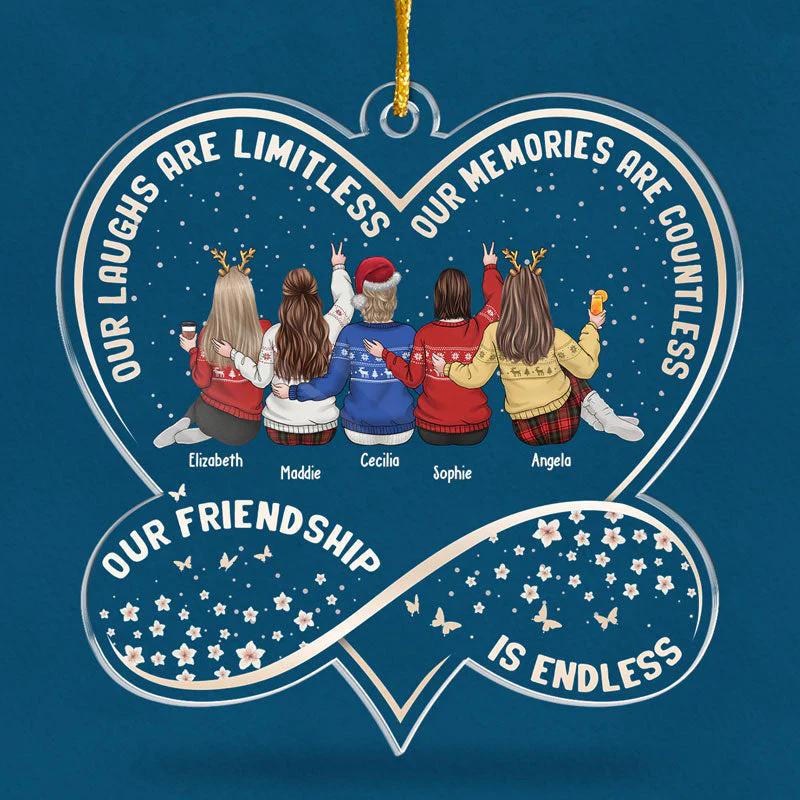 Friends Are Flowers In The Garden Of Life - Bestie Personalized Custom Ornament - Acrylic Infinity Heart Shaped - Christmas Gift For Best Friends, BFF, Sisters - Image 3