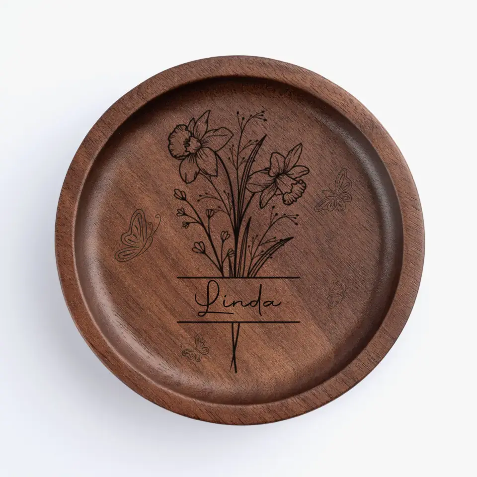 Friends Are Like Flowers In The Garden Of Life - Bestie Personalized Custom Wooden Jewelry Dish - Gift For Best Friends, BFF, Sisters - Image 2