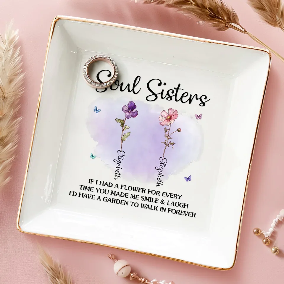 Friends Are Petals On The Flower Of Happiness - Bestie Personalized Custom Jewelry Dish - Gift For Best Friends, BFF, Sisters - Image 3