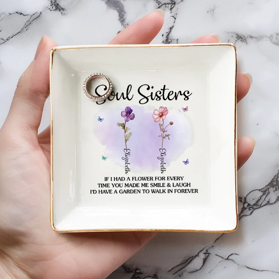 Friends Are Petals On The Flower Of Happiness - Bestie Personalized Custom Jewelry Dish - Gift For Best Friends, BFF, Sisters - Image 4
