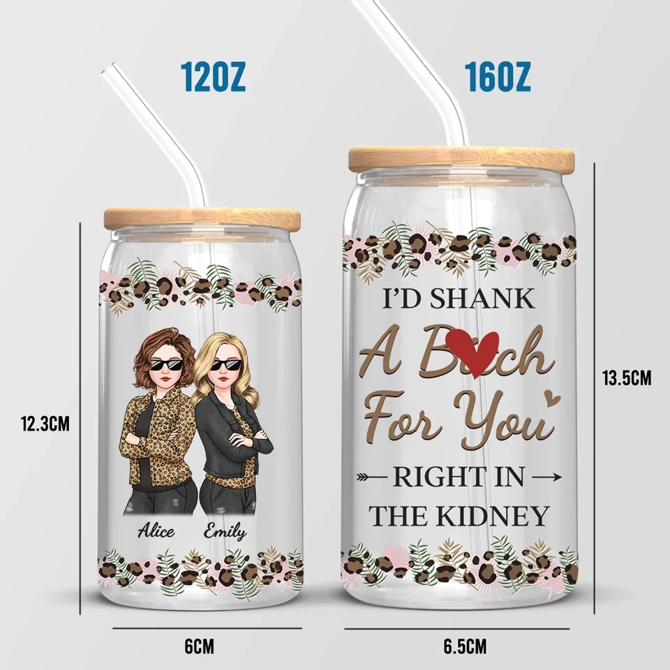 Friends Don’t Let You Do Silly Things Alone - Bestie Personalized Custom Glass Cup, Iced Coffee Cup - Christmas Gift For Best Friends, BFF, Sisters - Image 5