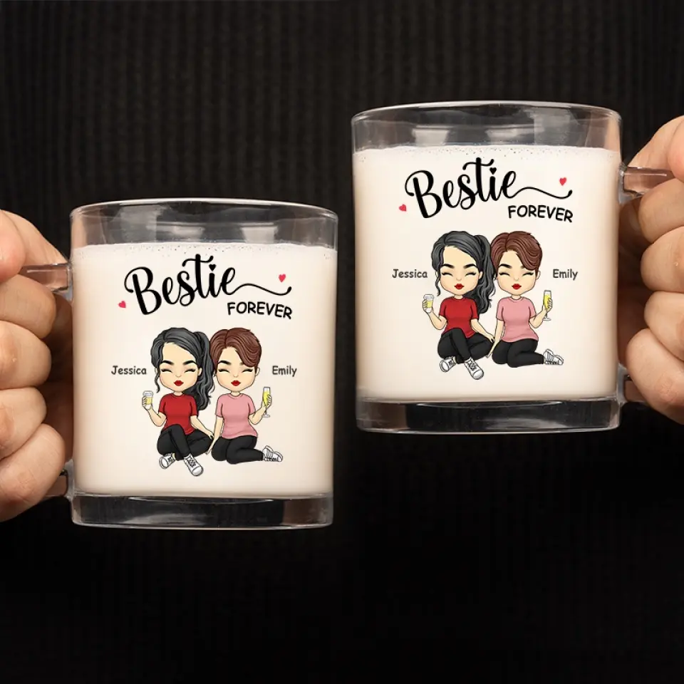 Friends Forever - Bestie Personalized Custom Glass Mug - Gift For Best Friends, BFF, Sisters - Image 4