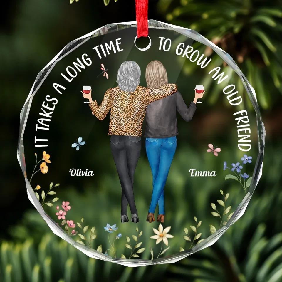 Friends Who Laugh Together, Stay Together - Bestie Personalized Custom Circle Glass Ornament - Christmas Gift For Best Friends, BFF, Sisters - Image 3