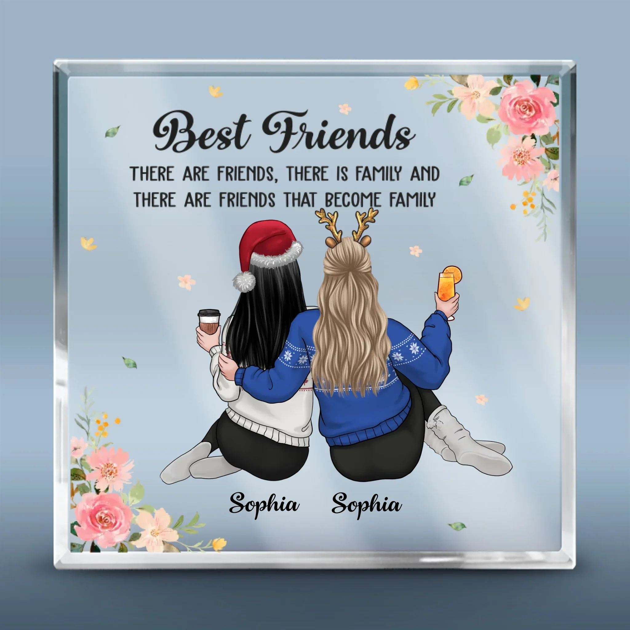 Friends Who Slay Together, Stay Together - Bestie Personalized Custom Square Shaped Acrylic Plaque - Christmas Gift For Best Friends, BFF, Sisters - Image 2