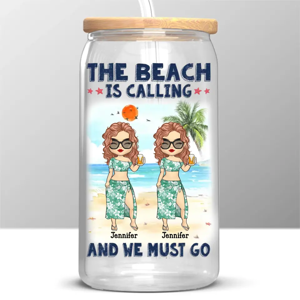 Friends Who Travel Together, Stay Together - Bestie Personalized Custom Glass Cup, Iced Coffee Cup - Summer Vacation Gift For Best Friends, BFF, Sisters - Image 2