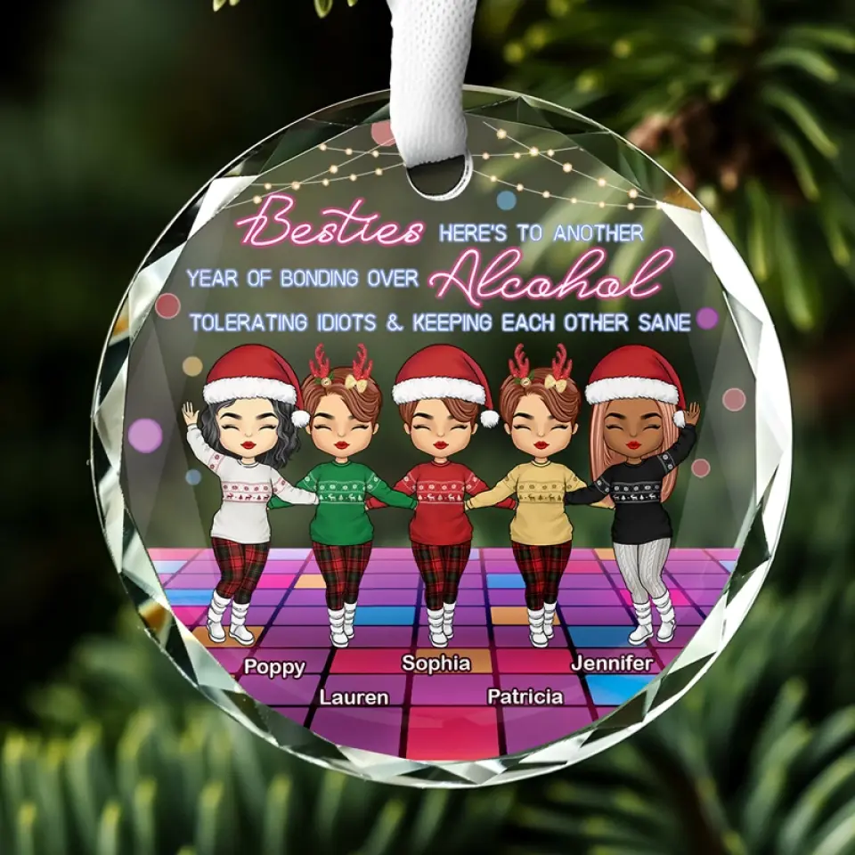 Friendship Is A Million Little Things - Bestie Personalized Custom Circle Glass Ornament - Christmas Gift For Best Friends, BFF, Sisters - Image 5