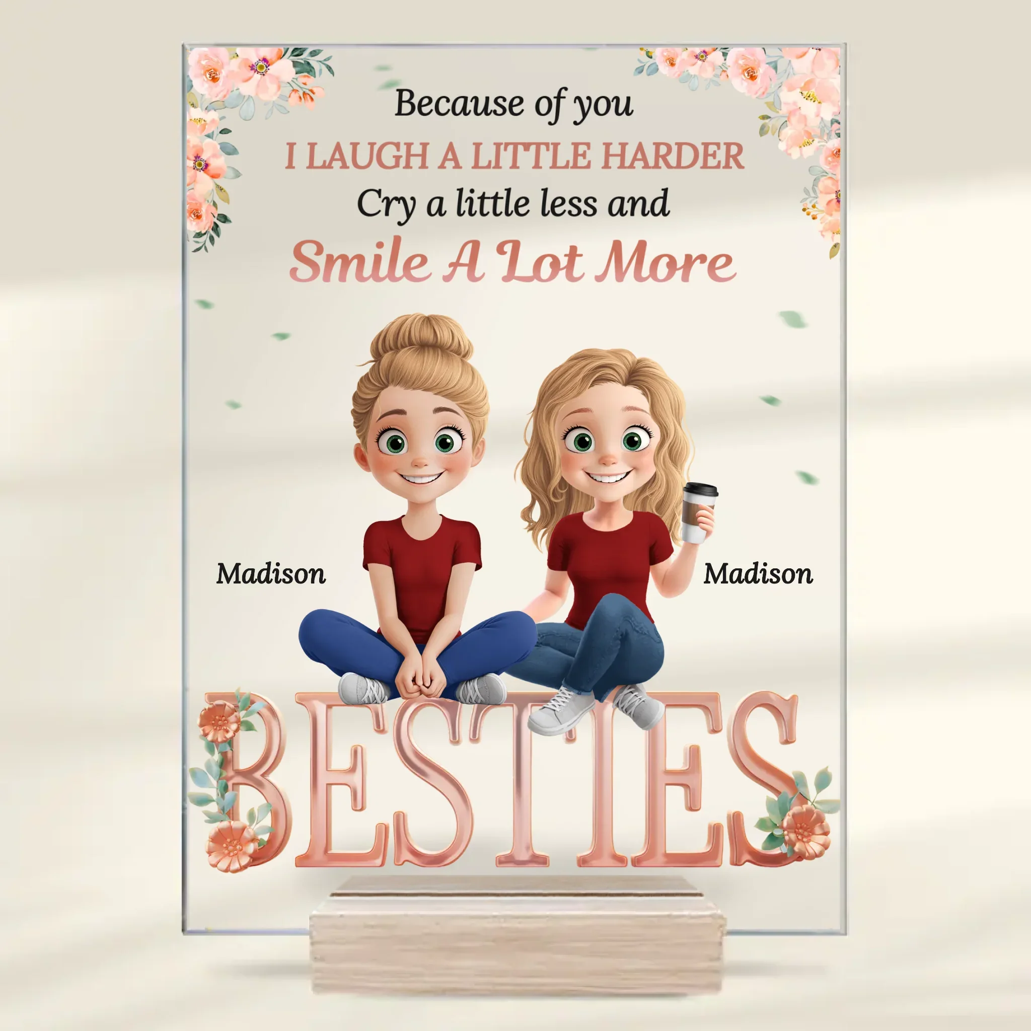 Friendship Is Built On Love, Laughter, And Trust - Bestie Personalized Custom Rectangle Shaped Acrylic Plaque - Gift For Best Friends, BFF, Sisters - Image 2