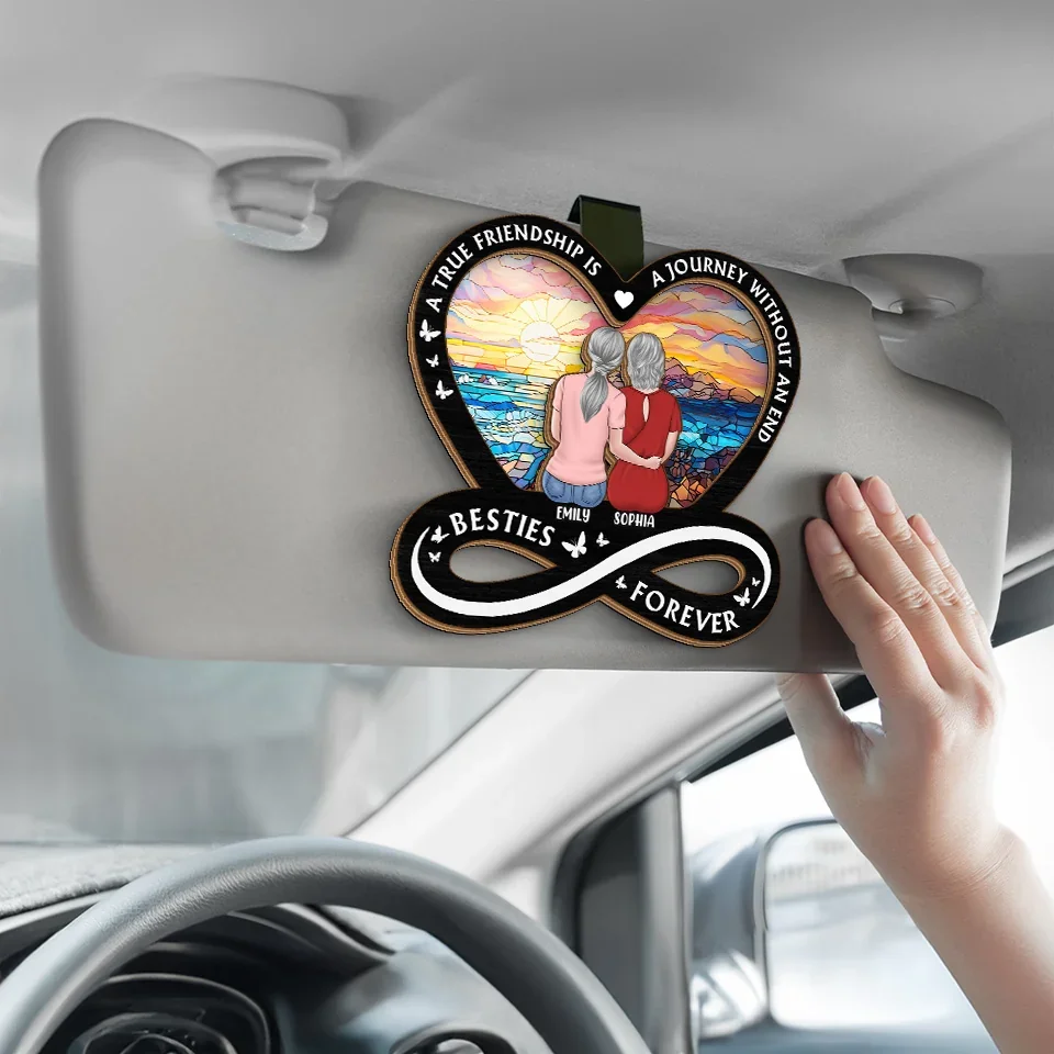 Friendship Is The Strongest Foundation - Bestie Personalized Custom Car Visor Clip - Gift For Best Friends, BFF, Sisters - Image 4