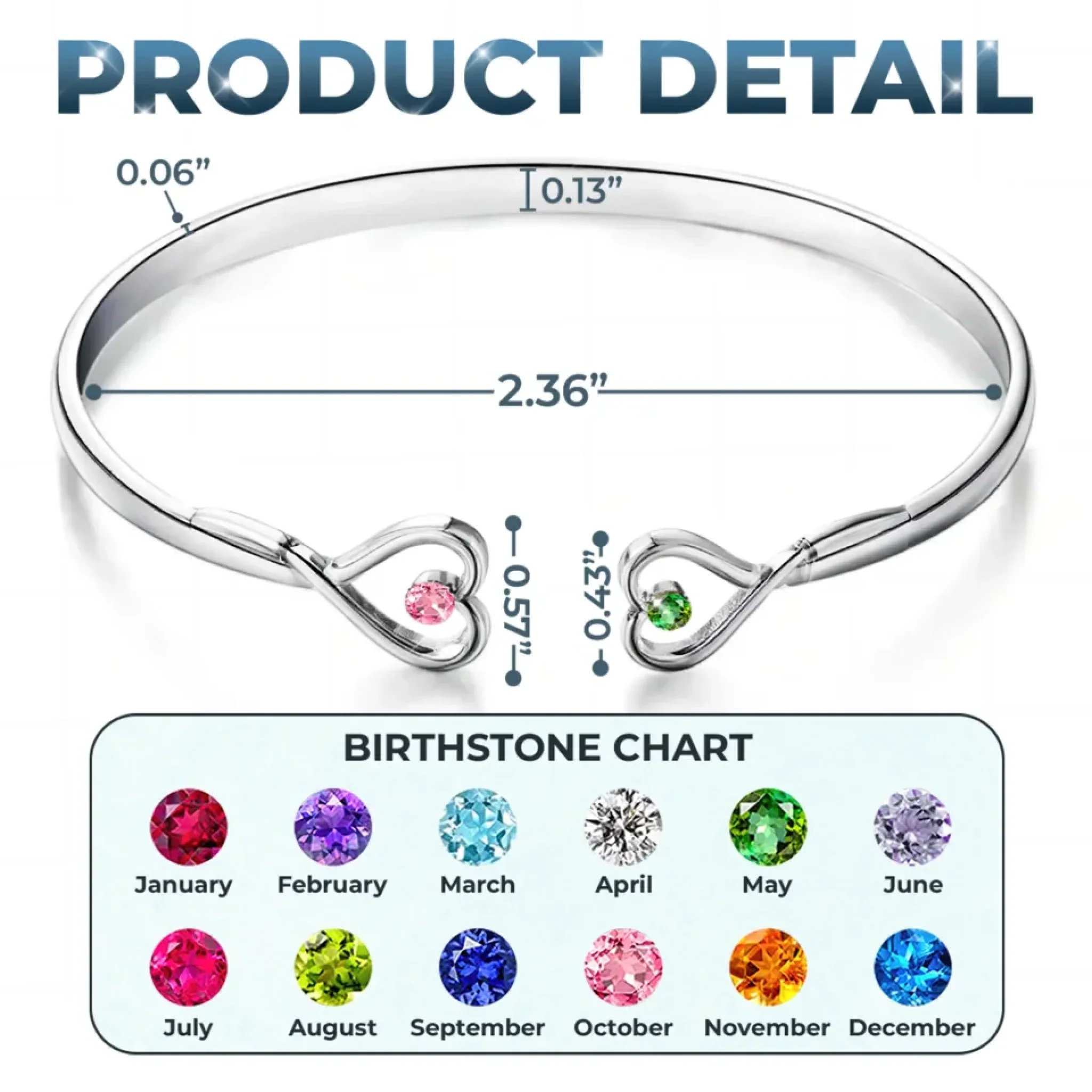 Friendship Lasts Forever - Bestie Personalized Custom Engraved Infinity Heart Bangle With Birthstones - Gift For Best Friends, BFF, Sisters - Image 5
