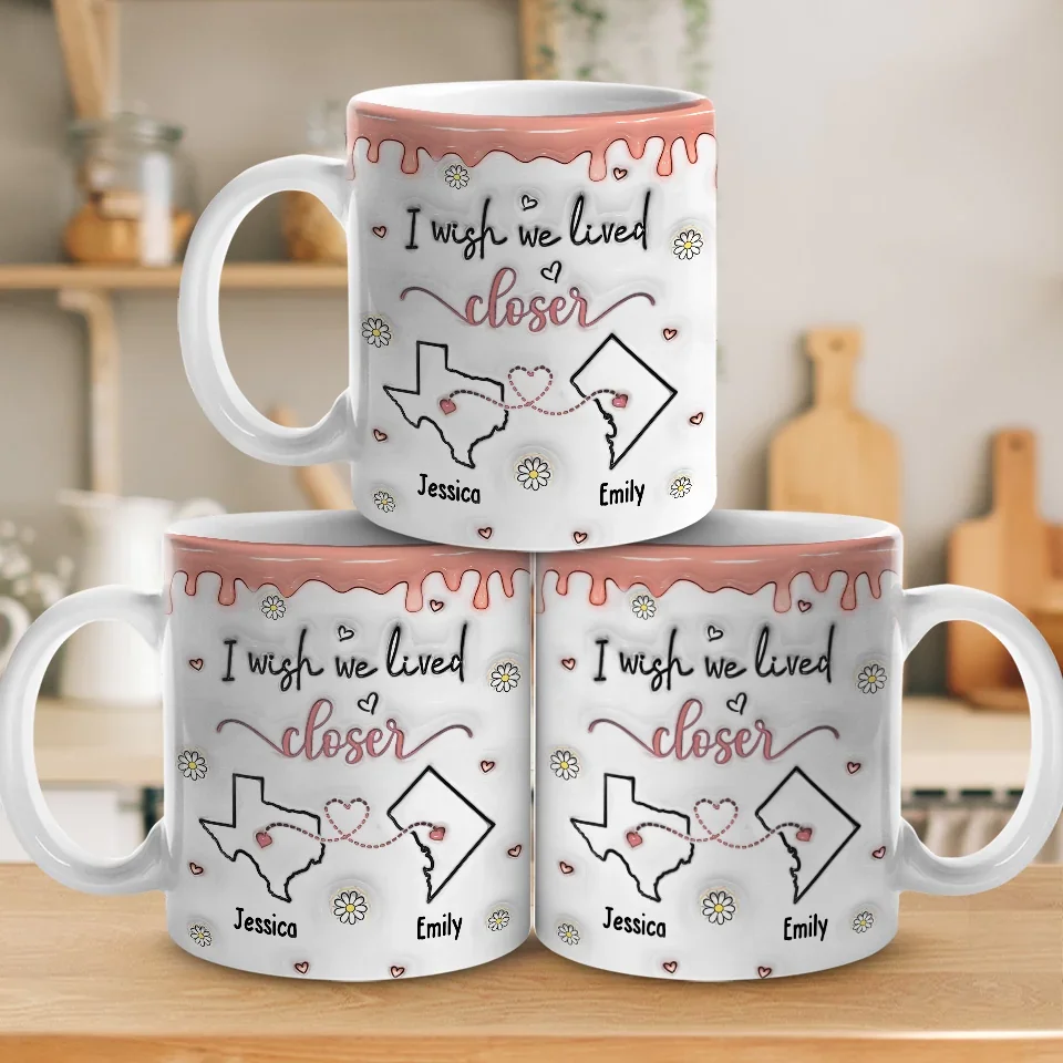 Friendship Transcends Distance And Time - Bestie Personalized Custom 3D Inflated Effect Printed Mug - Gift For Best Friends, BFF, Sisters - Image 4