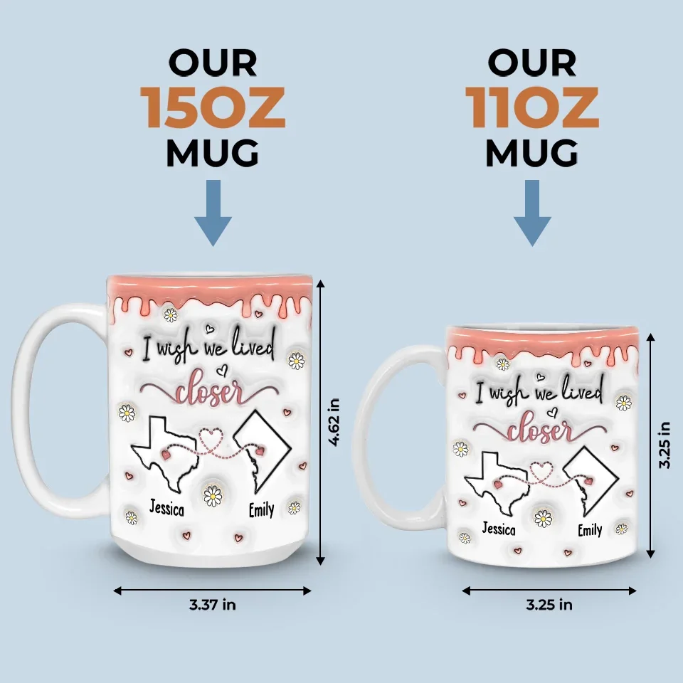 Friendship Transcends Distance And Time - Bestie Personalized Custom 3D Inflated Effect Printed Mug - Gift For Best Friends, BFF, Sisters - Image 5