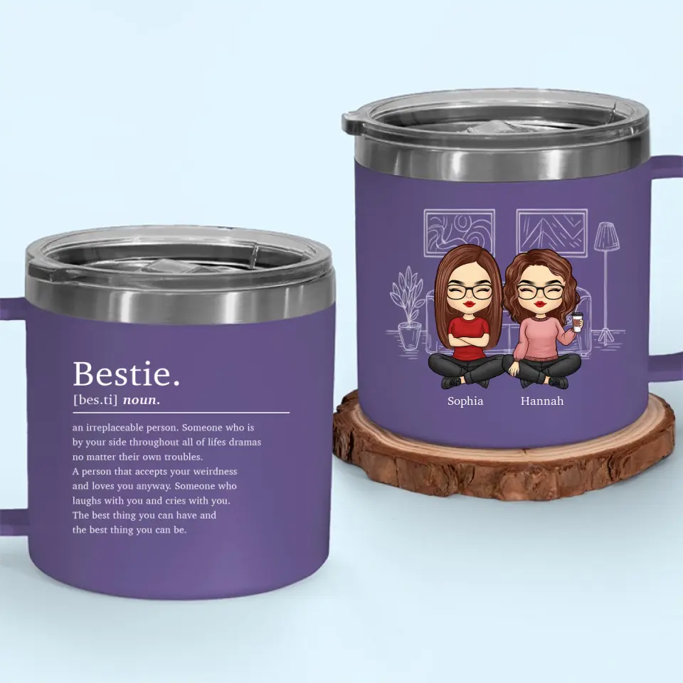 Friendship's The Wine Of Life - Bestie Personalized Custom 14oz Stainless Steel Tumbler With Handle - Gift For Best Friends, BFF, Sisters - Image 8