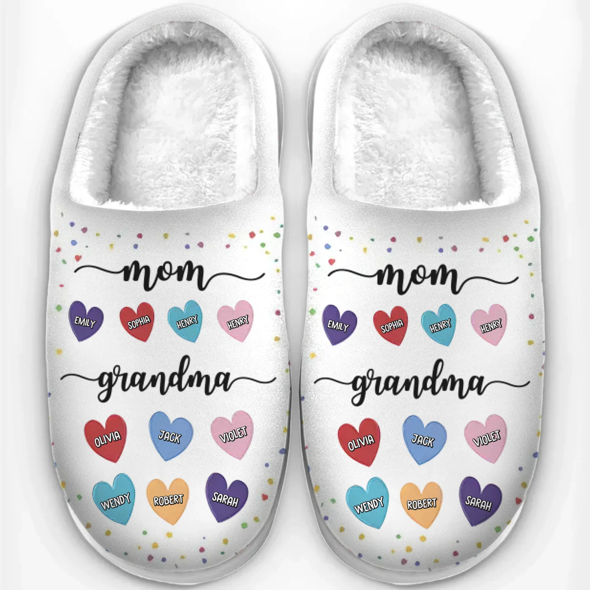 From Grandma To Mom, The Love Never Ends - Family Personalized Custom Fluffy Slippers - Mother's Day, Gift For Mom, Grandma - Image 7