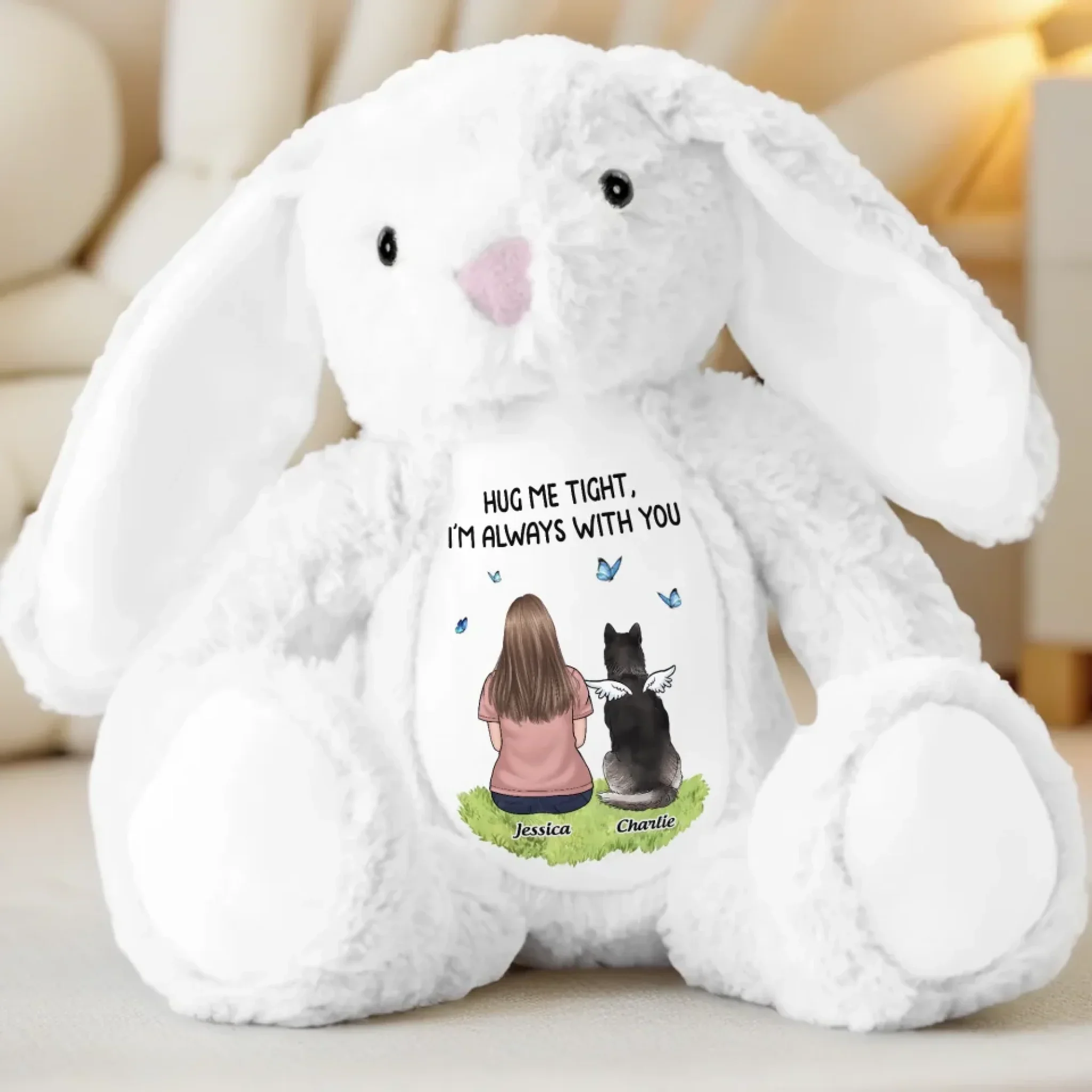 From Heaven With Endless Love - Memorial Personalized Custom Easter Bunny Plush - Sympathy Gift For Pet Owners, Pet Lovers