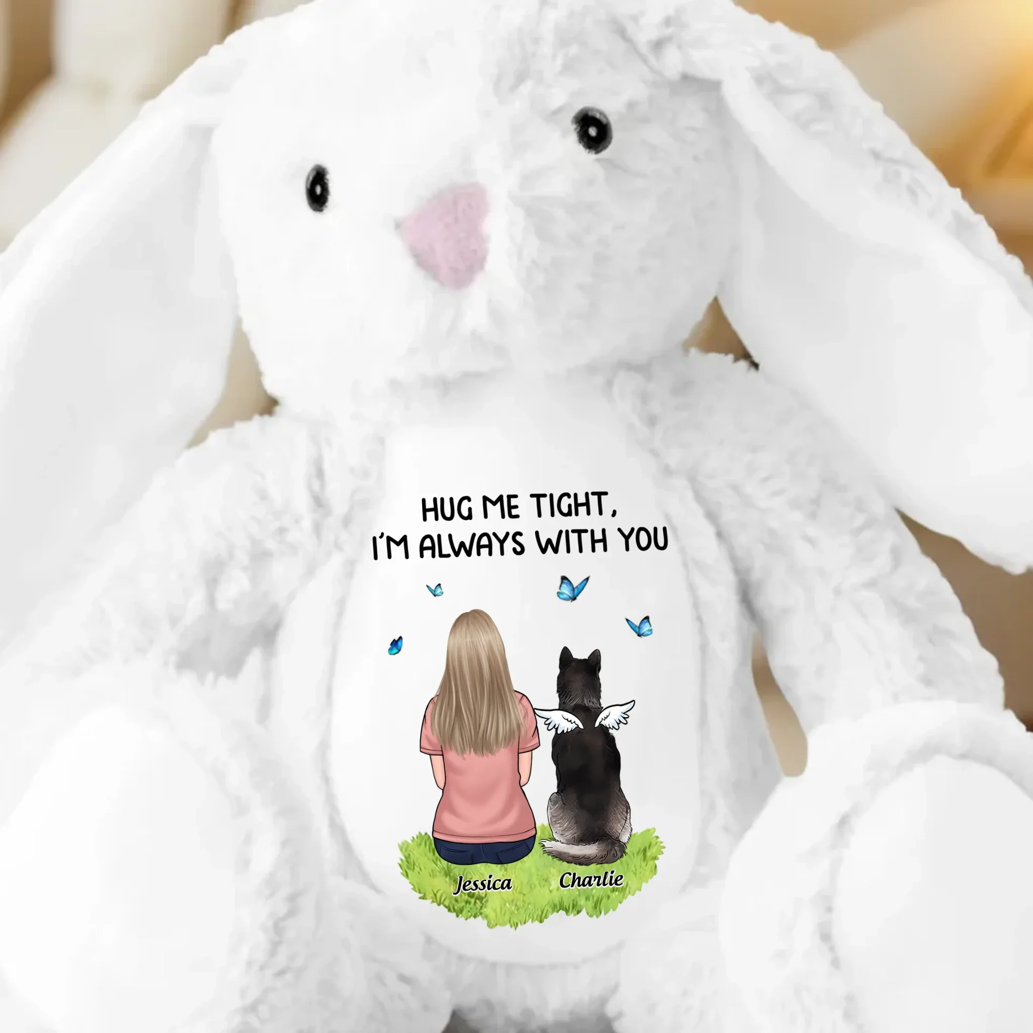 From Heaven With Endless Love - Memorial Personalized Custom Easter Bunny Plush - Sympathy Gift For Pet Owners, Pet Lovers - Image 2