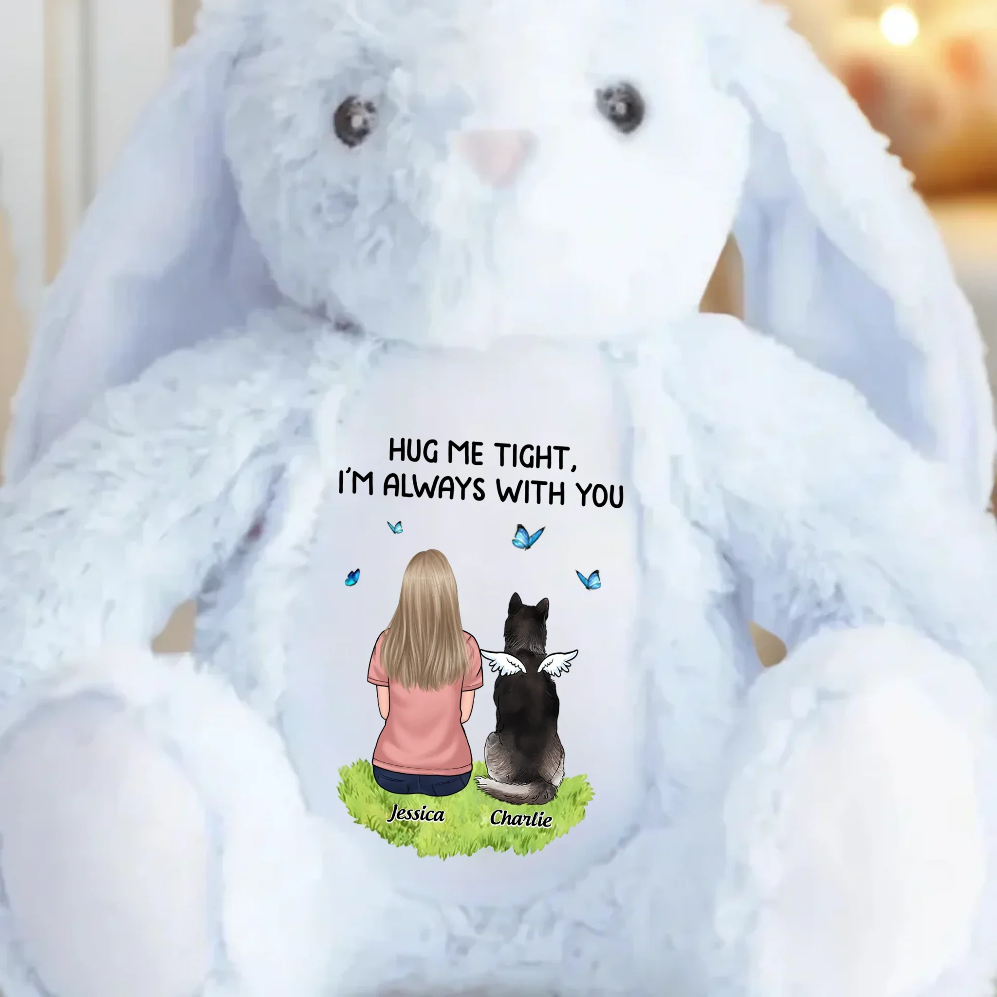 From Heaven With Endless Love - Memorial Personalized Custom Easter Bunny Plush - Sympathy Gift For Pet Owners, Pet Lovers - Image 3
