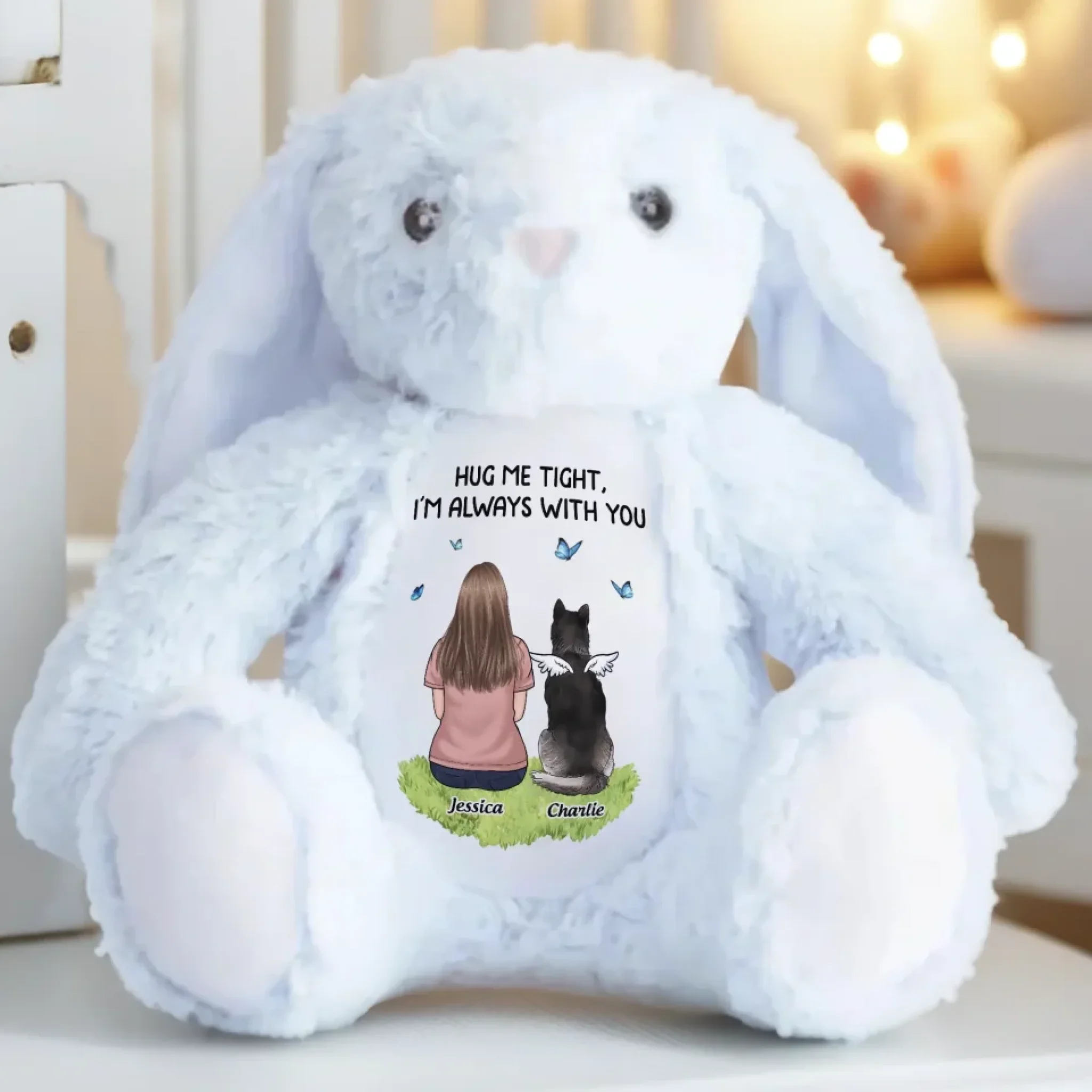 From Heaven With Endless Love - Memorial Personalized Custom Easter Bunny Plush - Sympathy Gift For Pet Owners, Pet Lovers - Image 6