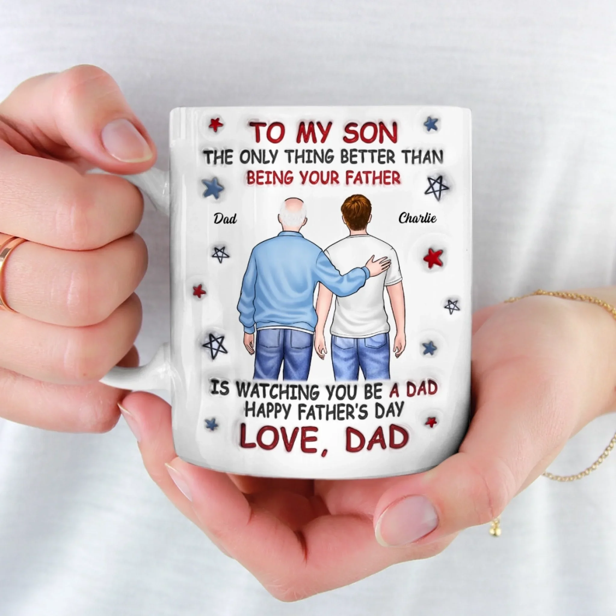 From My Arms To Theirs - Family Personalized Custom 3D Inflated Effect Printed Mug - Father's Day, Gift For Son - Image 4