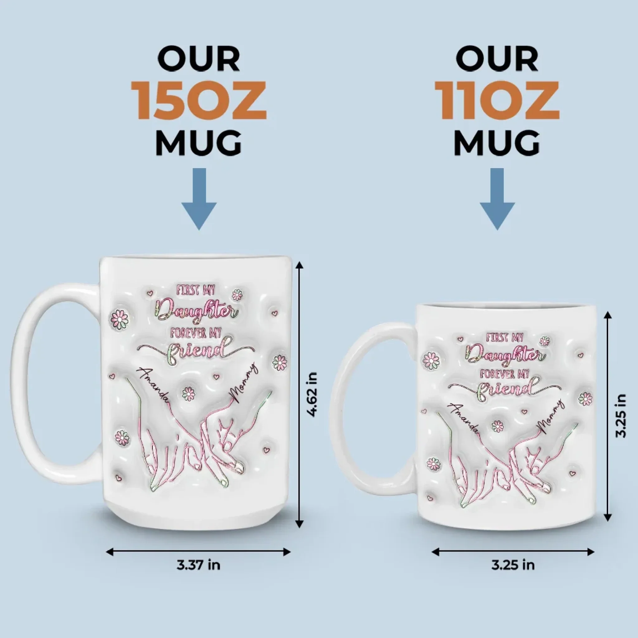 From My Hands To Yours, Always - Family Personalized Custom 3D Inflated Effect Printed Mug - Mother's Day, Gift For Mom, Daughter - Image 6