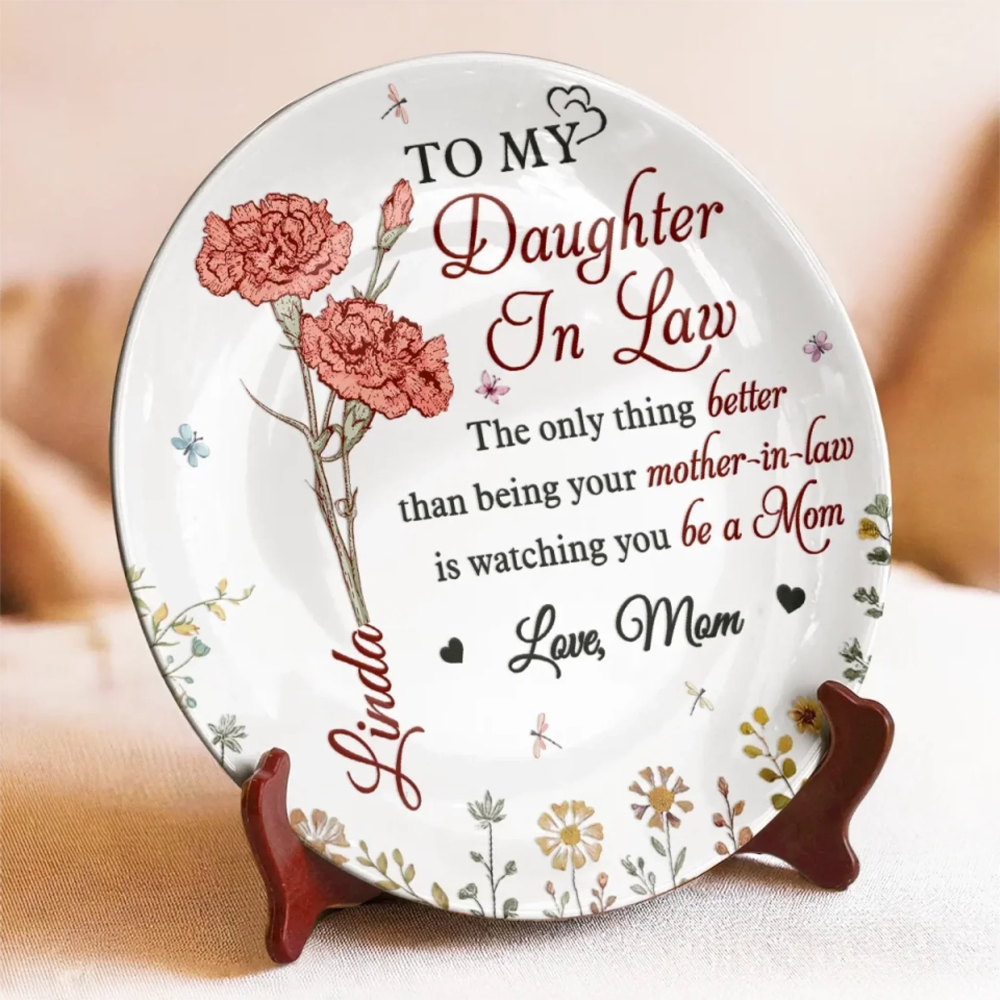 From My Heart To Yours, Always Loved - Family Personalized Custom Ceramic Plate - Mother's Day, Gift For Mom, Daughter - Image 3