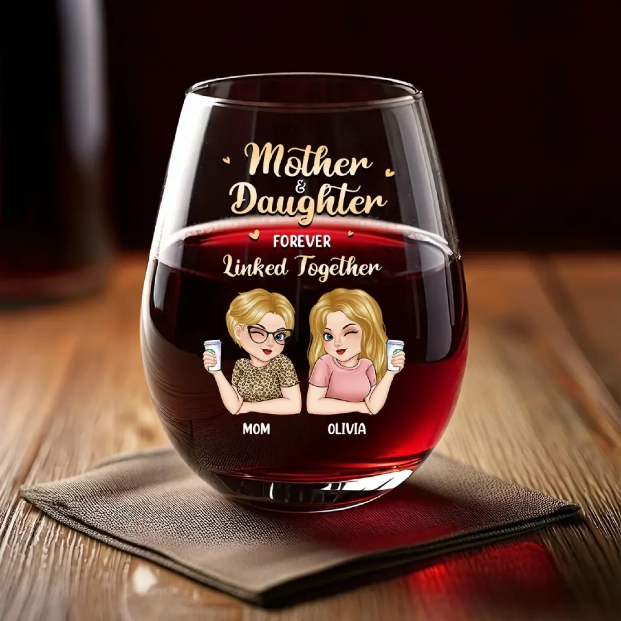 From My Heart To Yours, Forever - Family Personalized Custom Wine Glass - Mother's Day, Gift For Mom, Daughter - Image 4