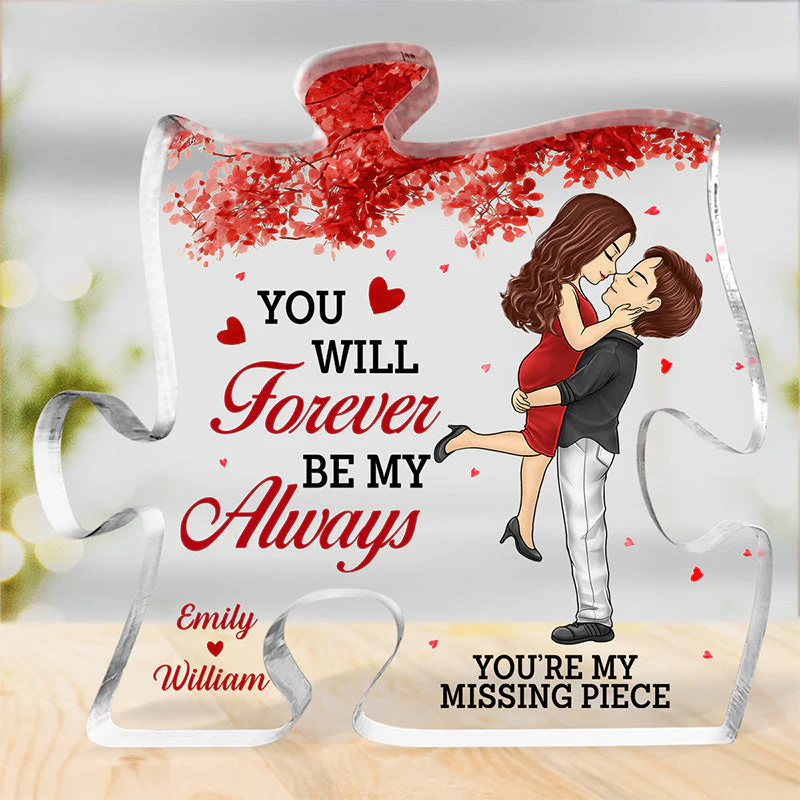 From Our First Kiss Till Our Last Breath - Couple Personalized Custom Puzzle Shaped Acrylic Plaque - Christmas Gift For Husband Wife, Anniversary - Image 3