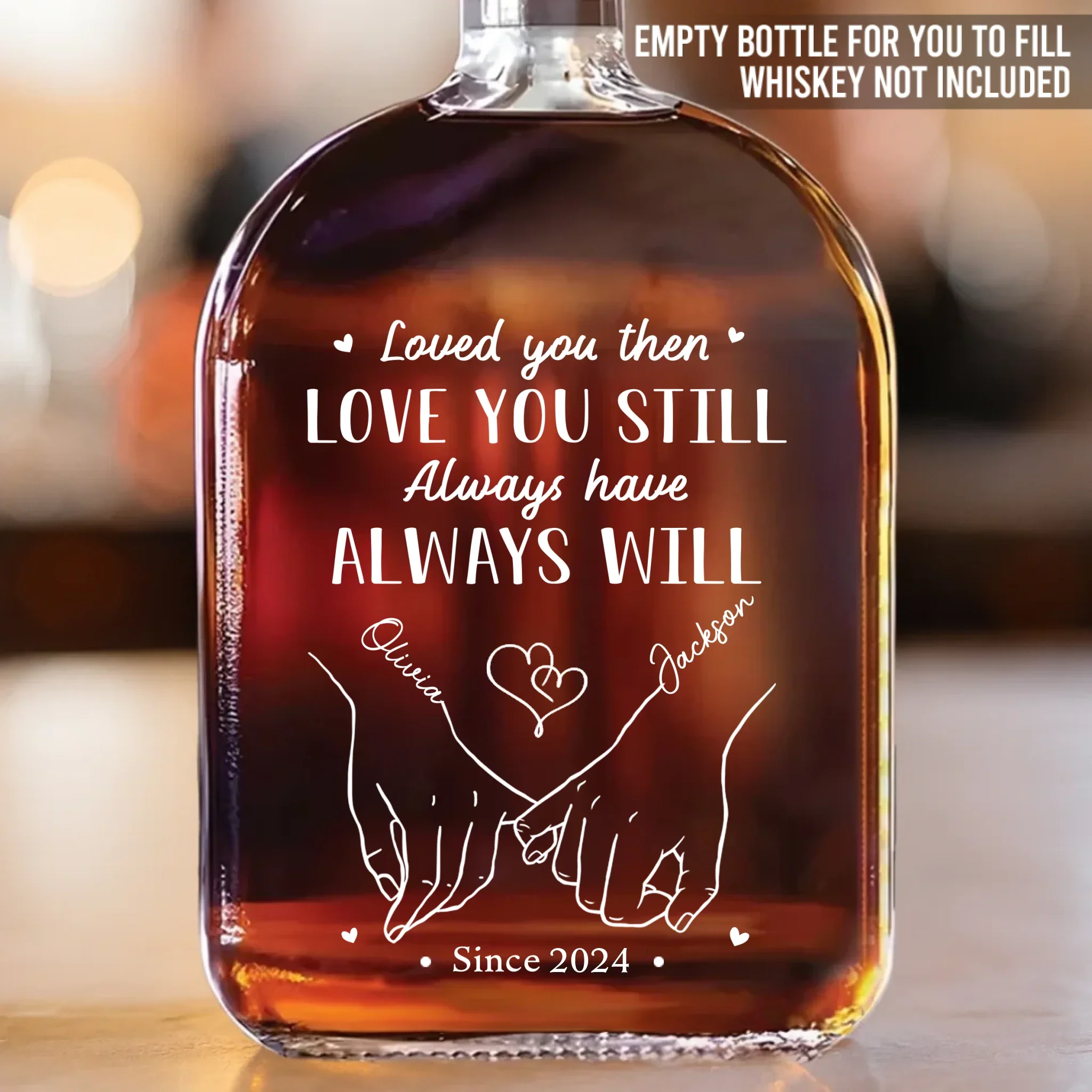 From Our First Kiss Till Our Last Breath - Couple Personalized Custom Whiskey Bottle - Gift For Husband Wife, Anniversary - Image 2