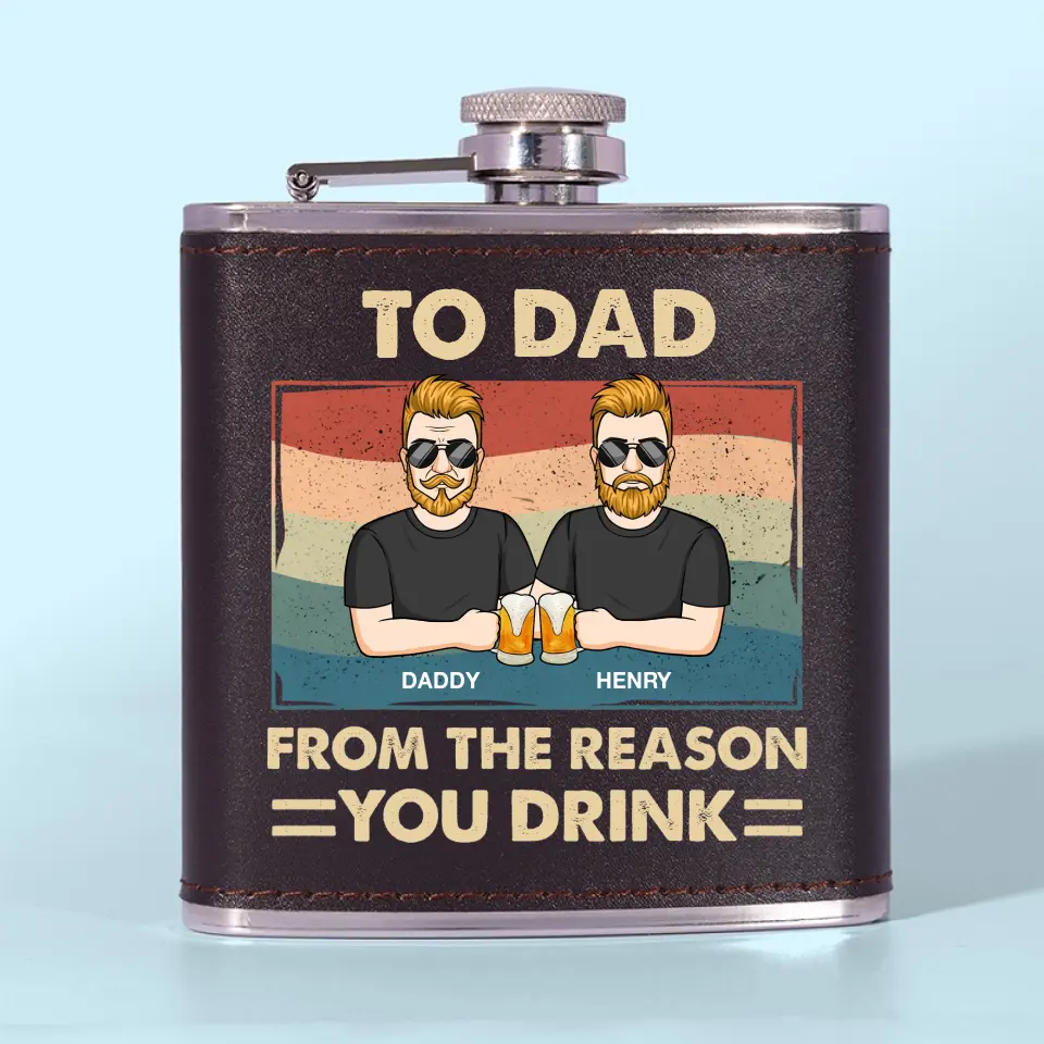From The Reasons You Drink, Dad - Family Personalized Custom Hip Flask - Father's Day, Gift For Dad, Grandpa - Image 7